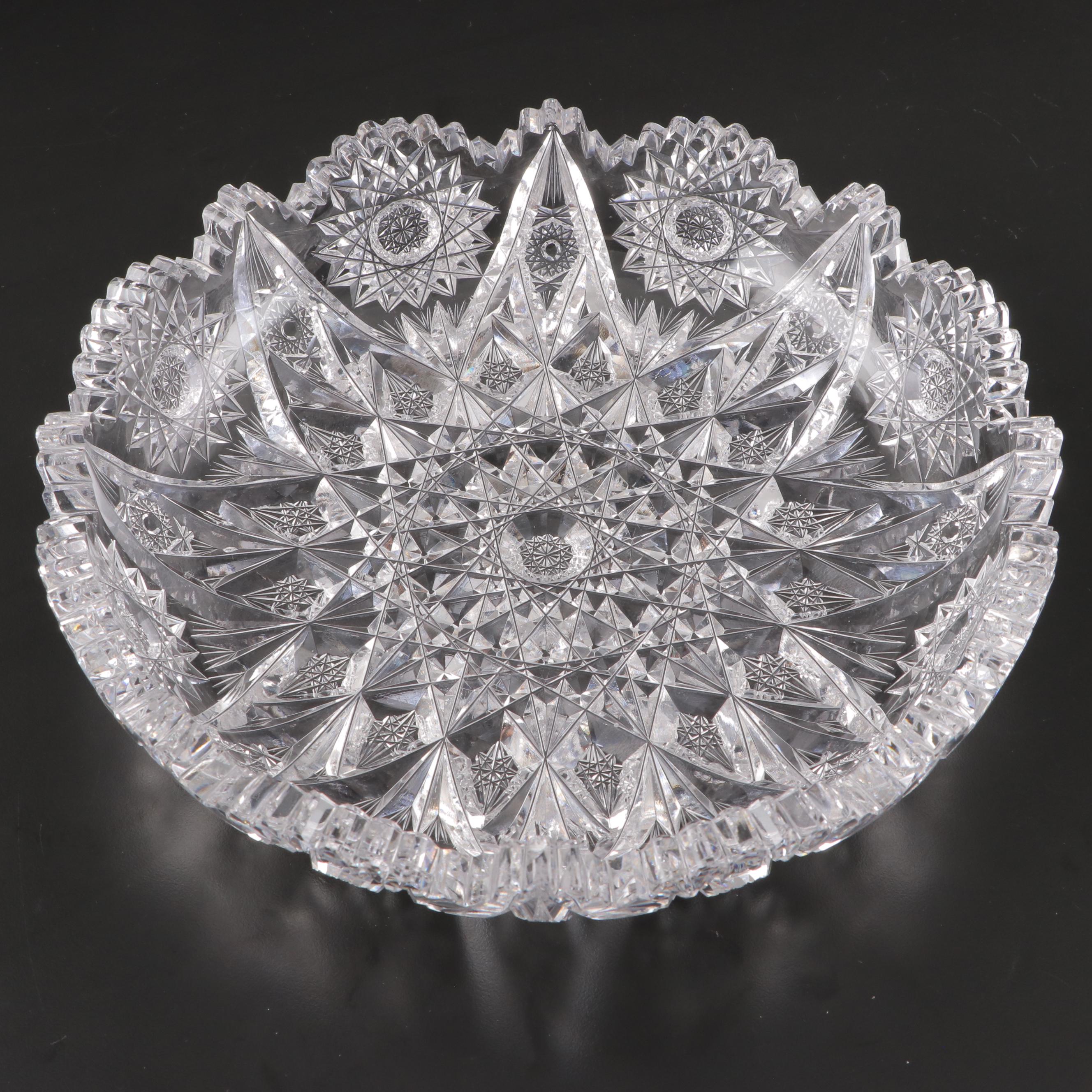 American Brilliant Star Pattern Cut Glass Bowl, Late 19th/ Early 20th Century