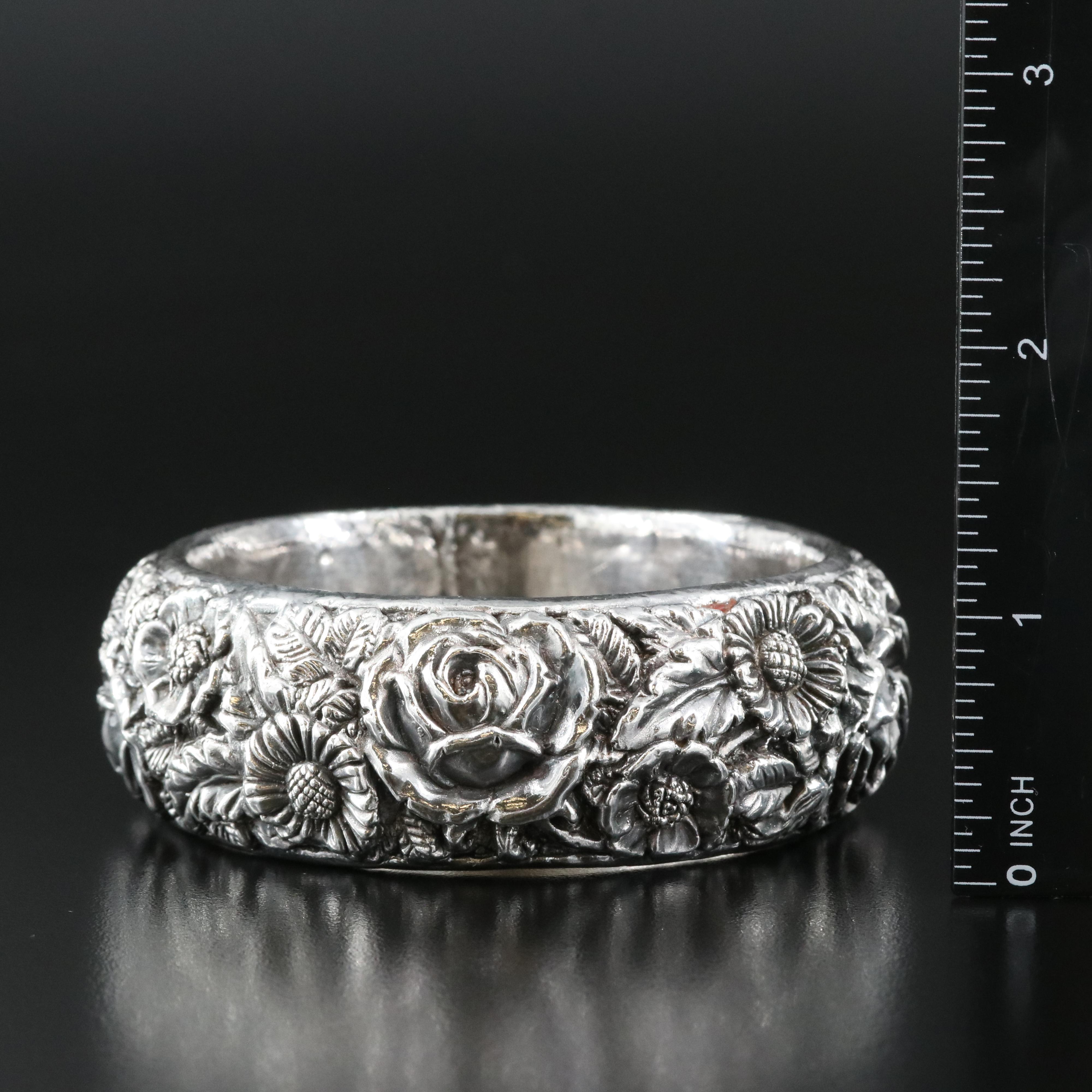 Sterling Floral Bangle