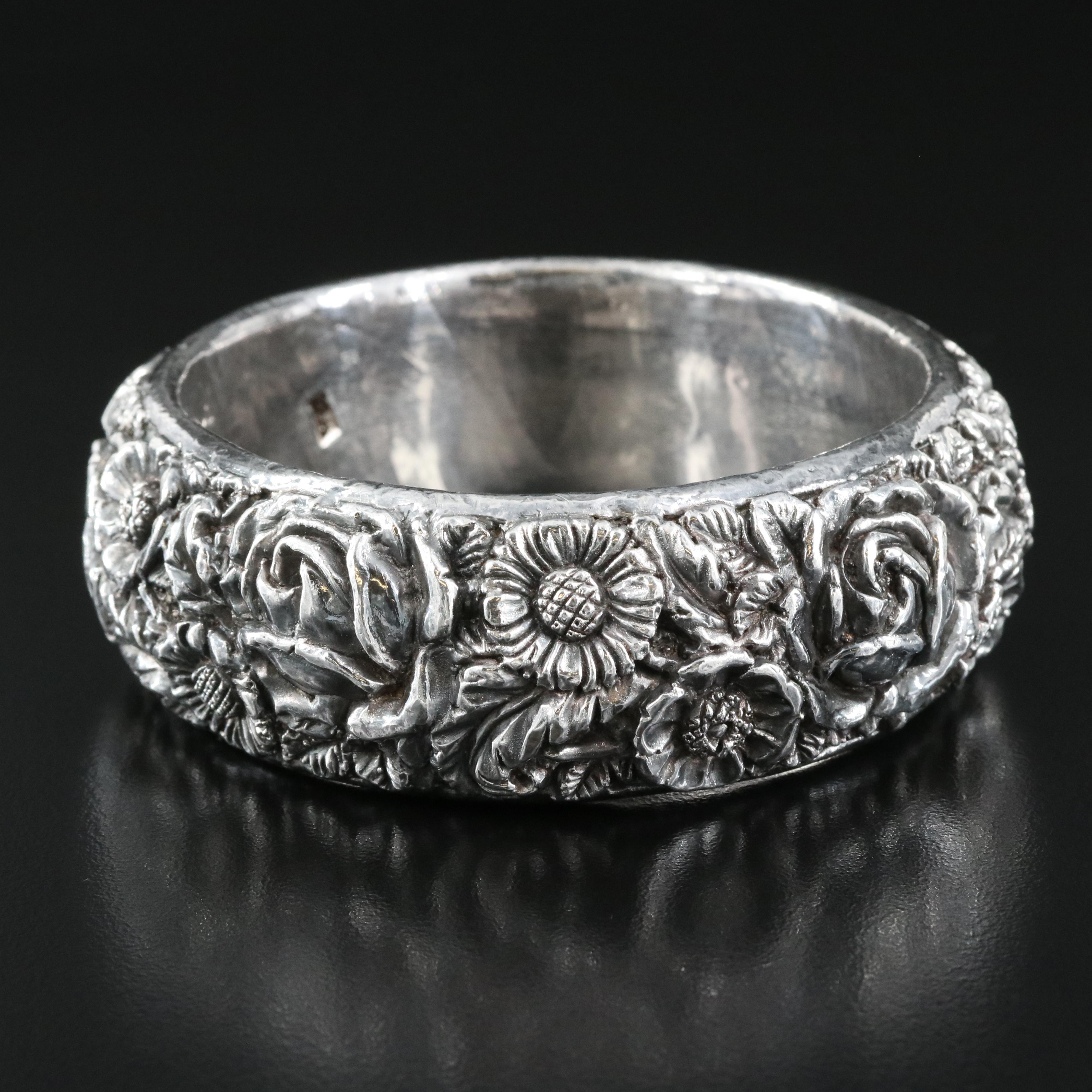 Sterling Floral Bangle