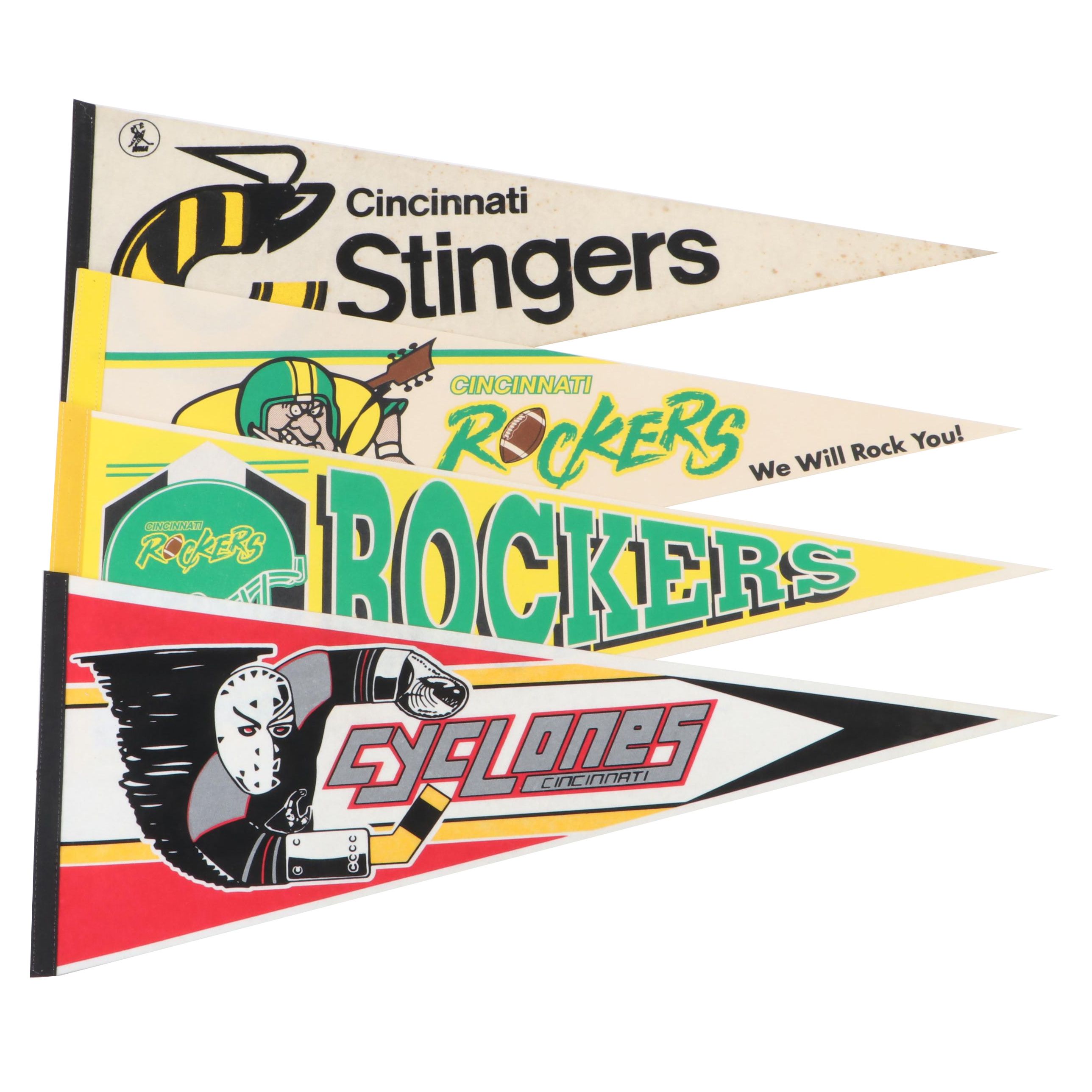 Cincinnati Stingers, Cyclones and Rockets Hockey and Football Pennants
