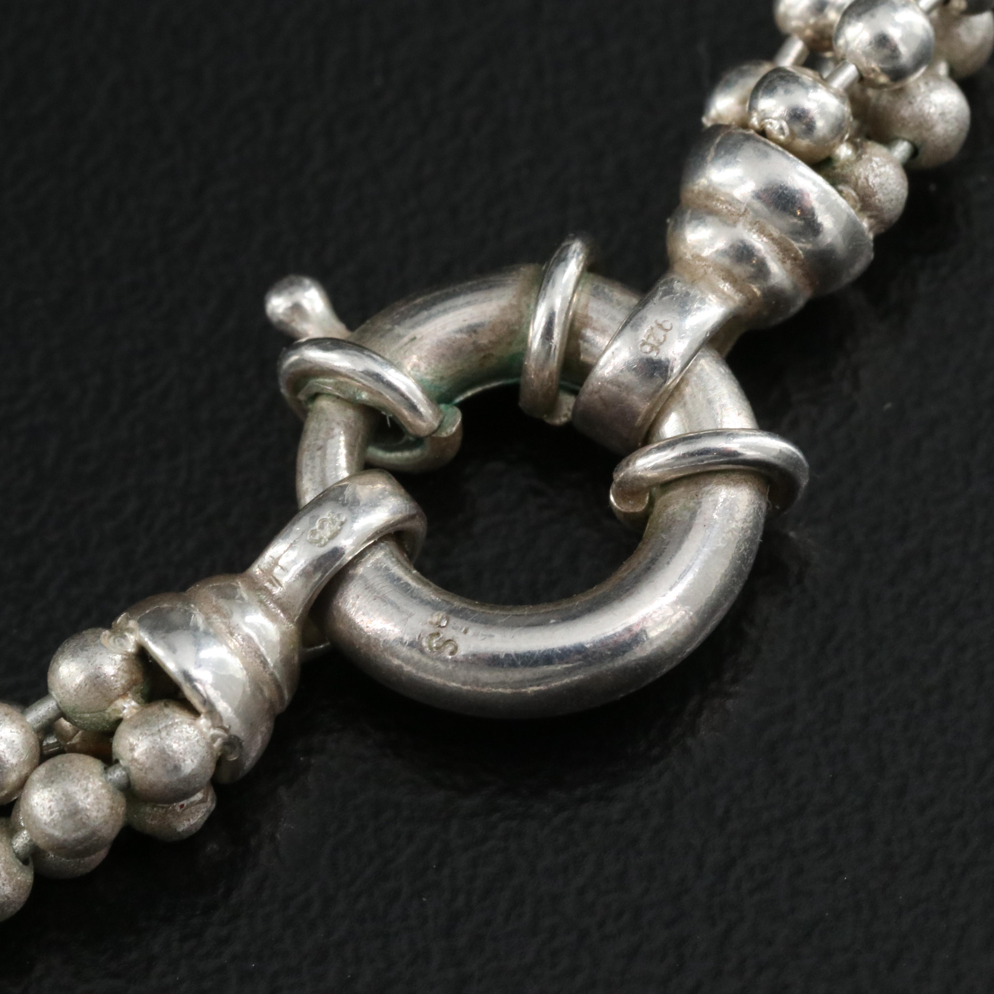 Sterling Beaded Tassel Necklace