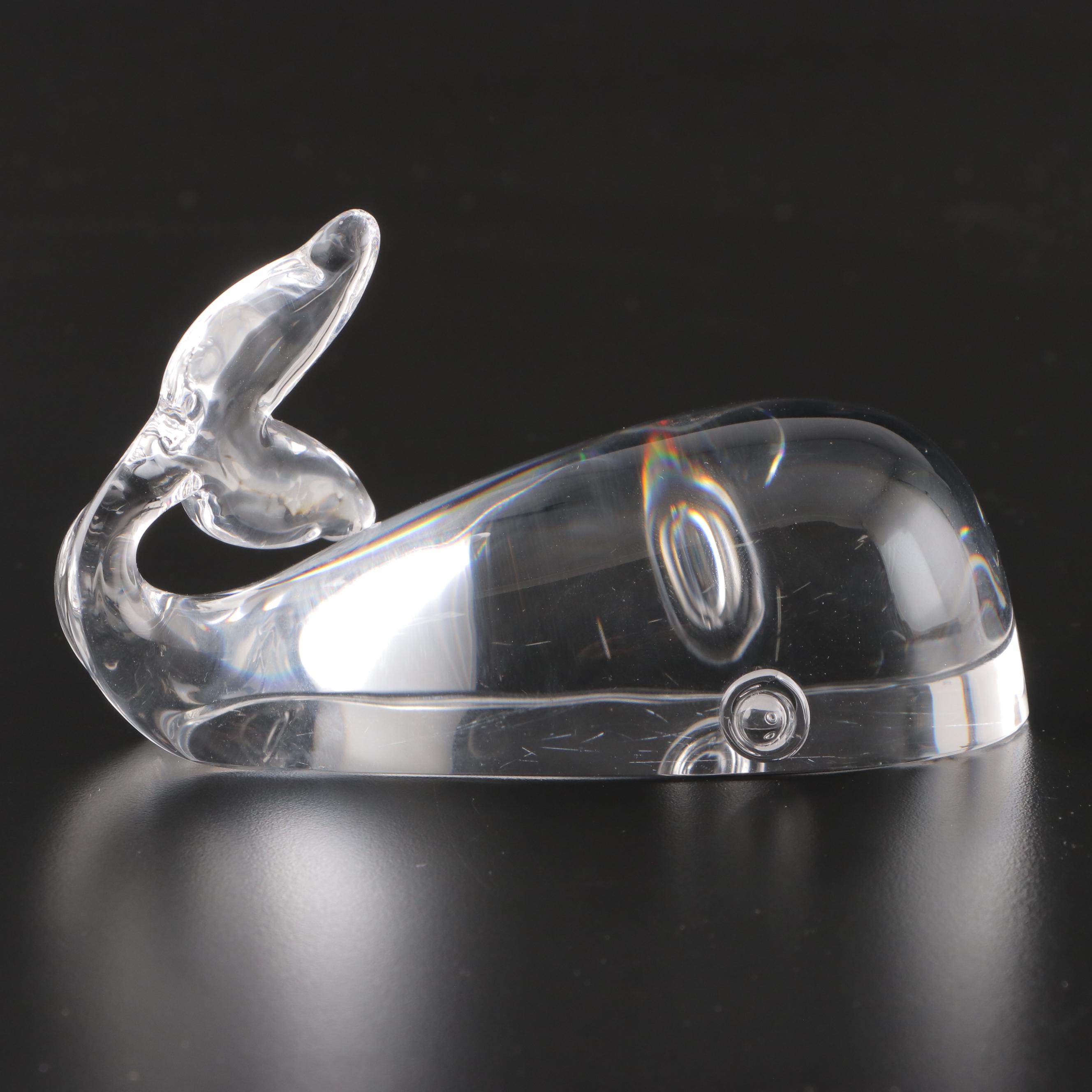 Steuben Art Glass Whale Figurine