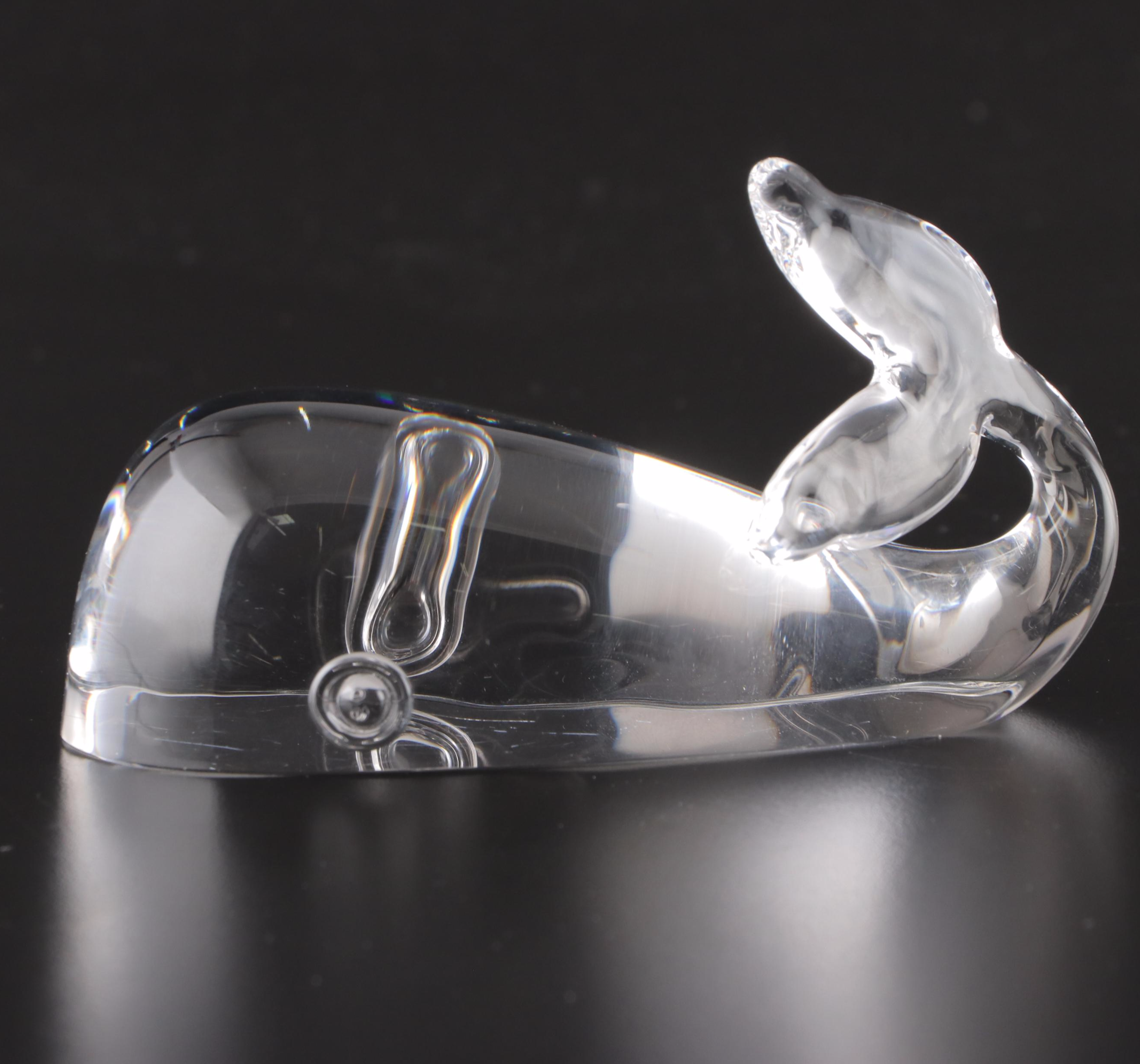 Steuben Art Glass Whale Figurine
