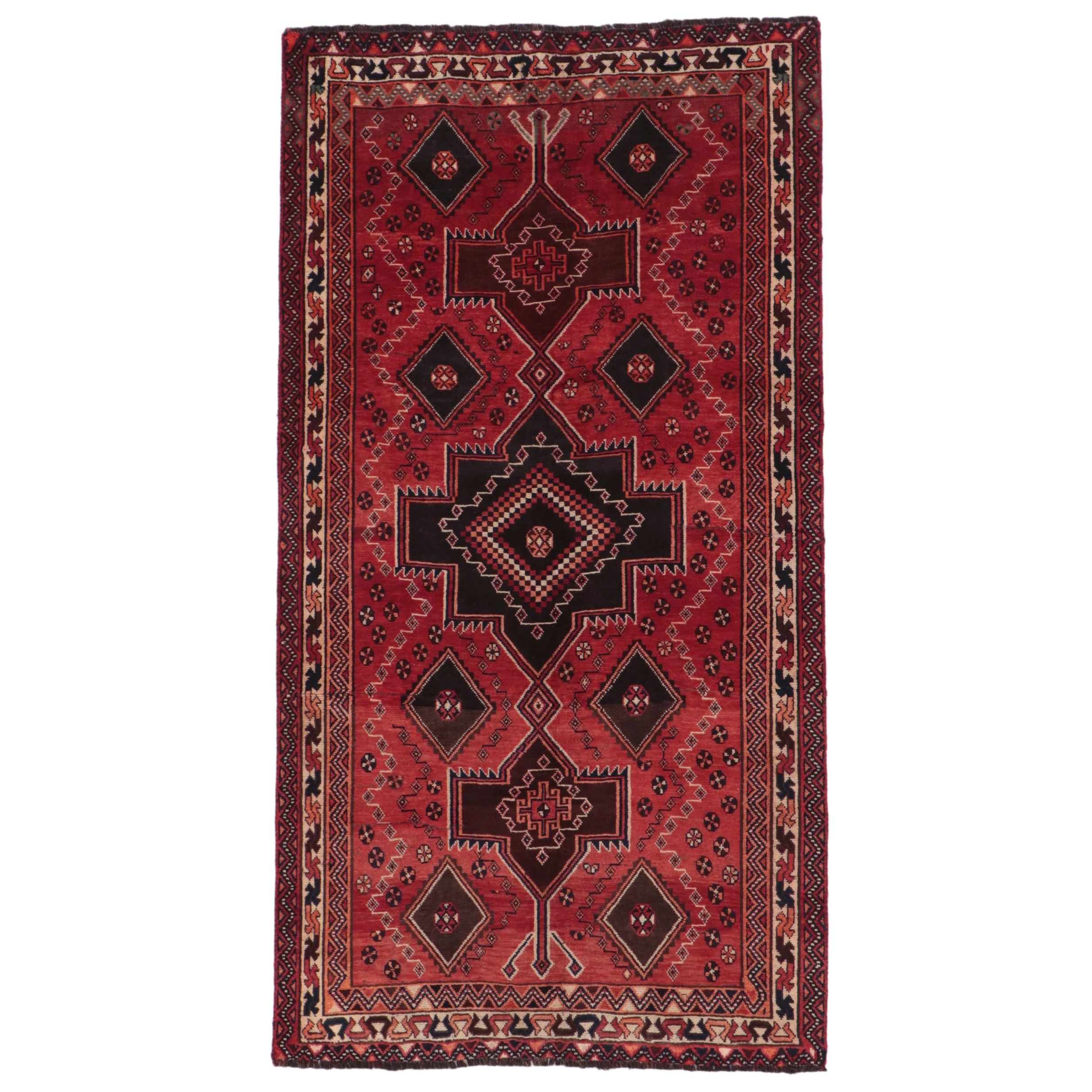 4'11 x 9'5 Hand-Knotted Persian Qashqai Area Rug
