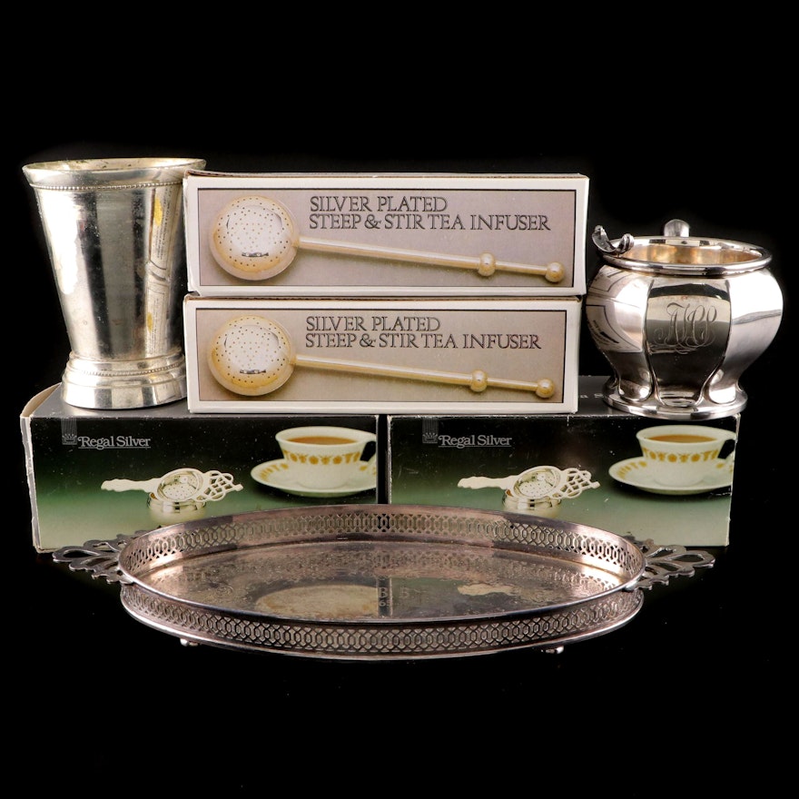 Regal Silver Tea Strainers with Assorted Silver Plate Collection