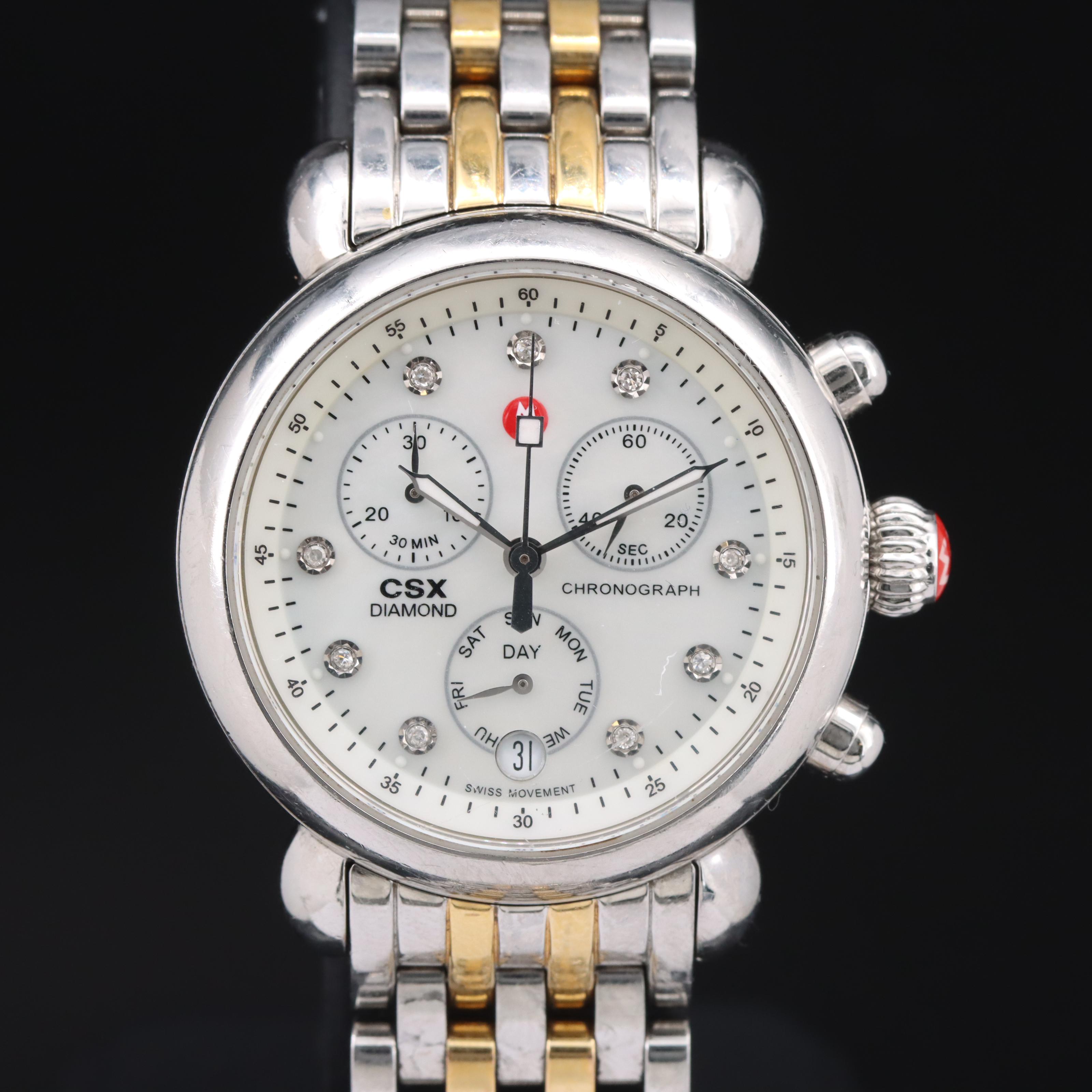 Diamond and Mother-of-Pearl Michele Chronograph Watch