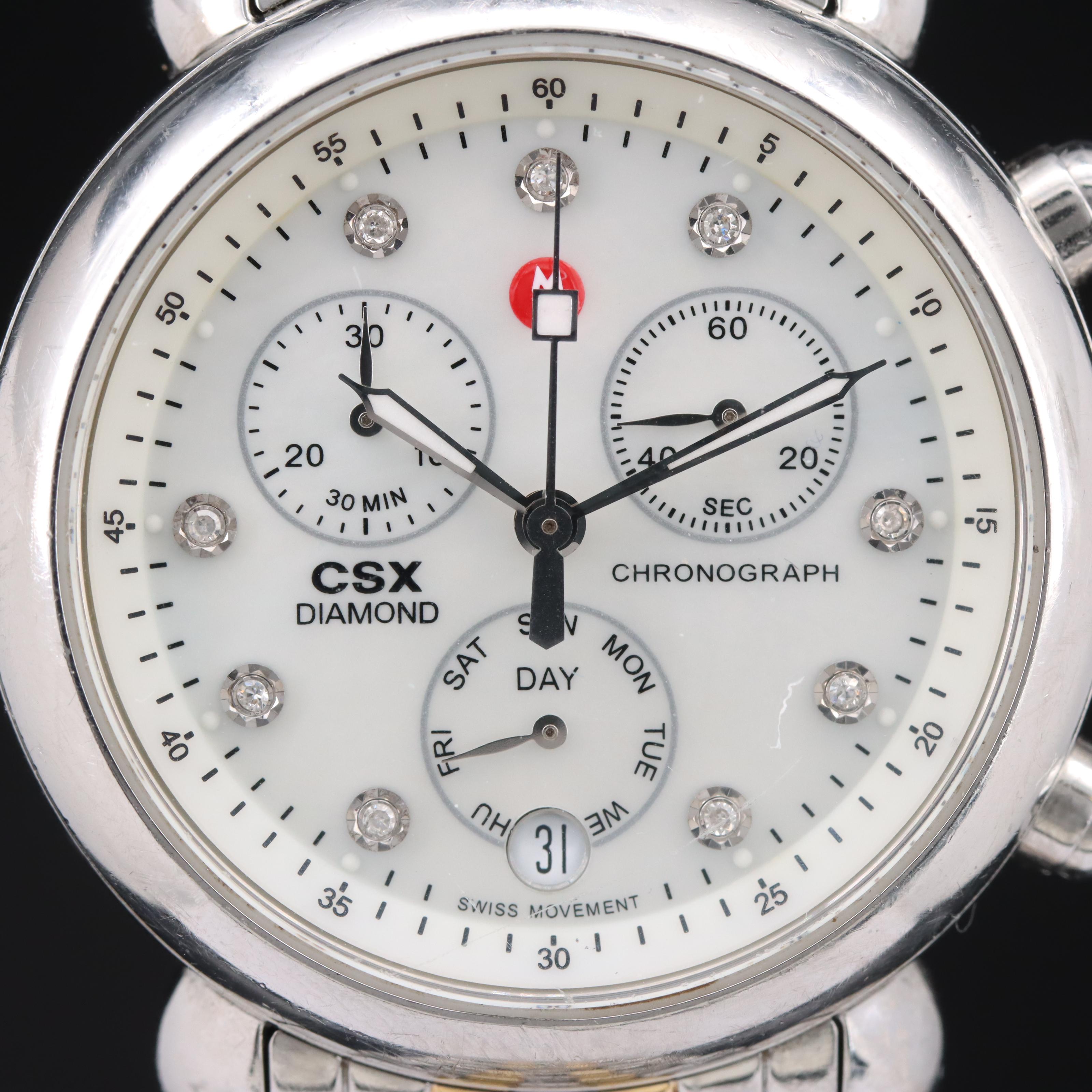 Diamond and Mother-of-Pearl Michele Chronograph Watch
