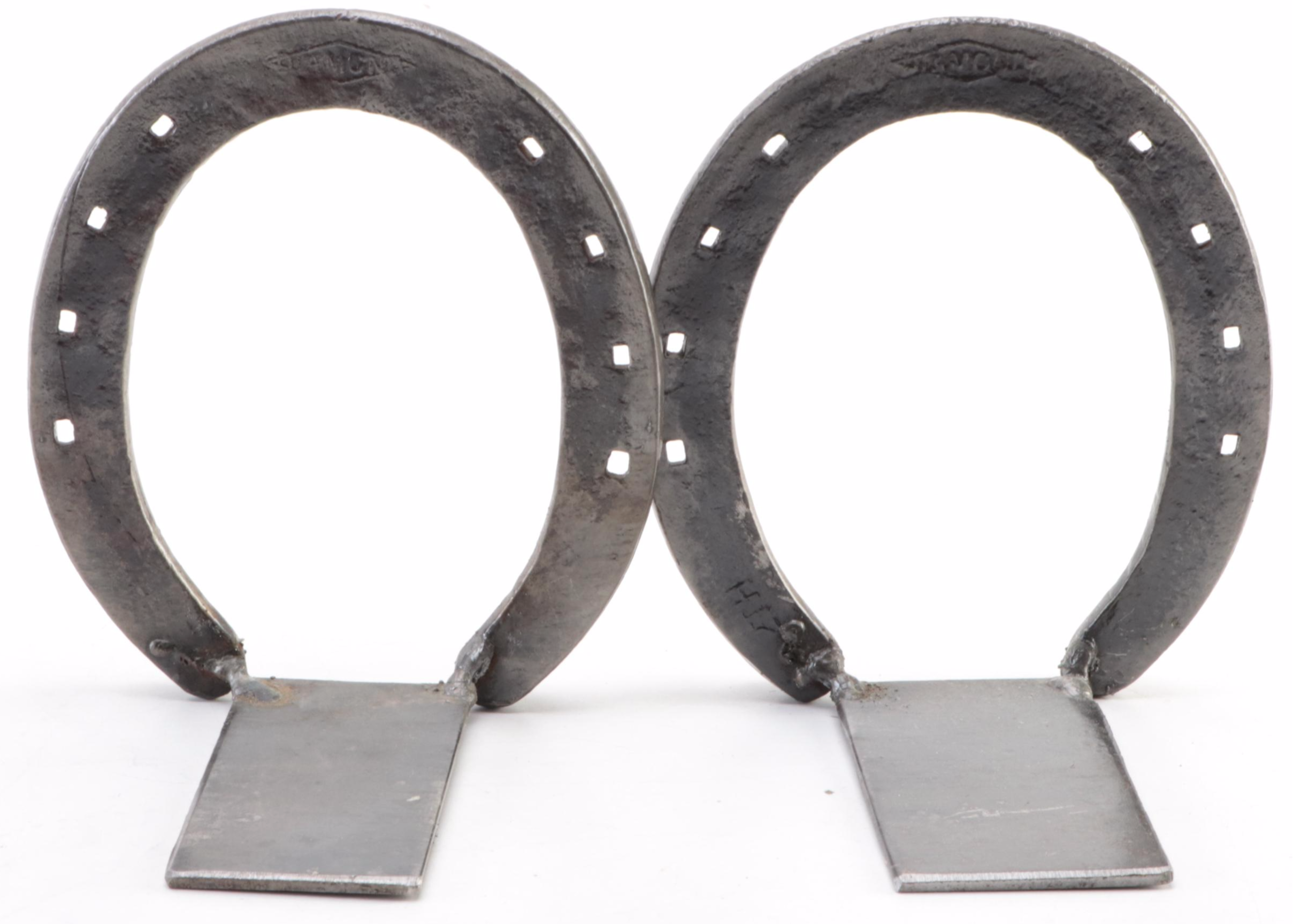 Cast Iron Horseshoe Bookends with Trout and Reel Bookend and Porcelain Figurine