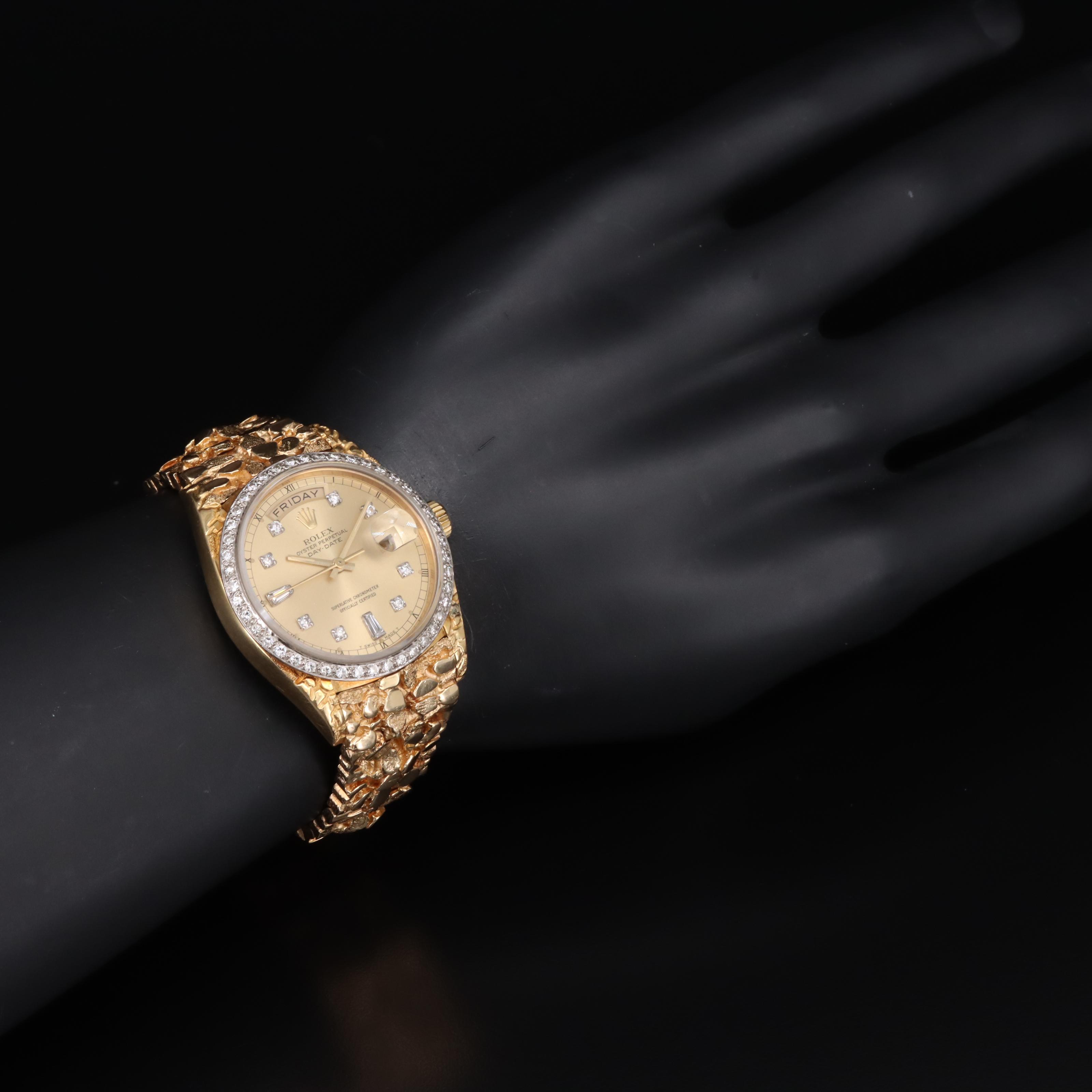 18K Rolex Oyster Perpetual Day-Date 1.06 CTW Diamond Bezel and Dial Watch