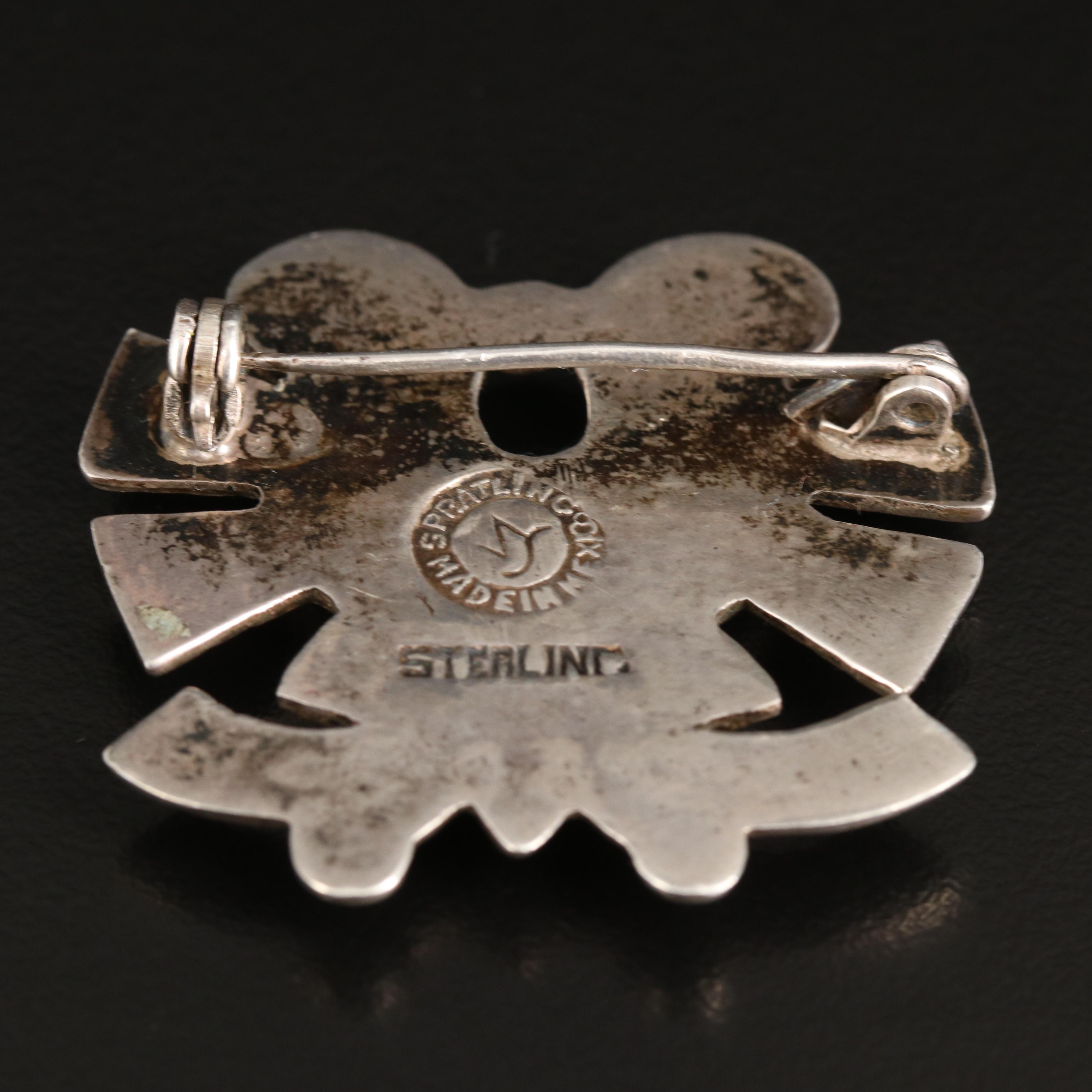 William Spratling Sterling Aztec Motif Pin