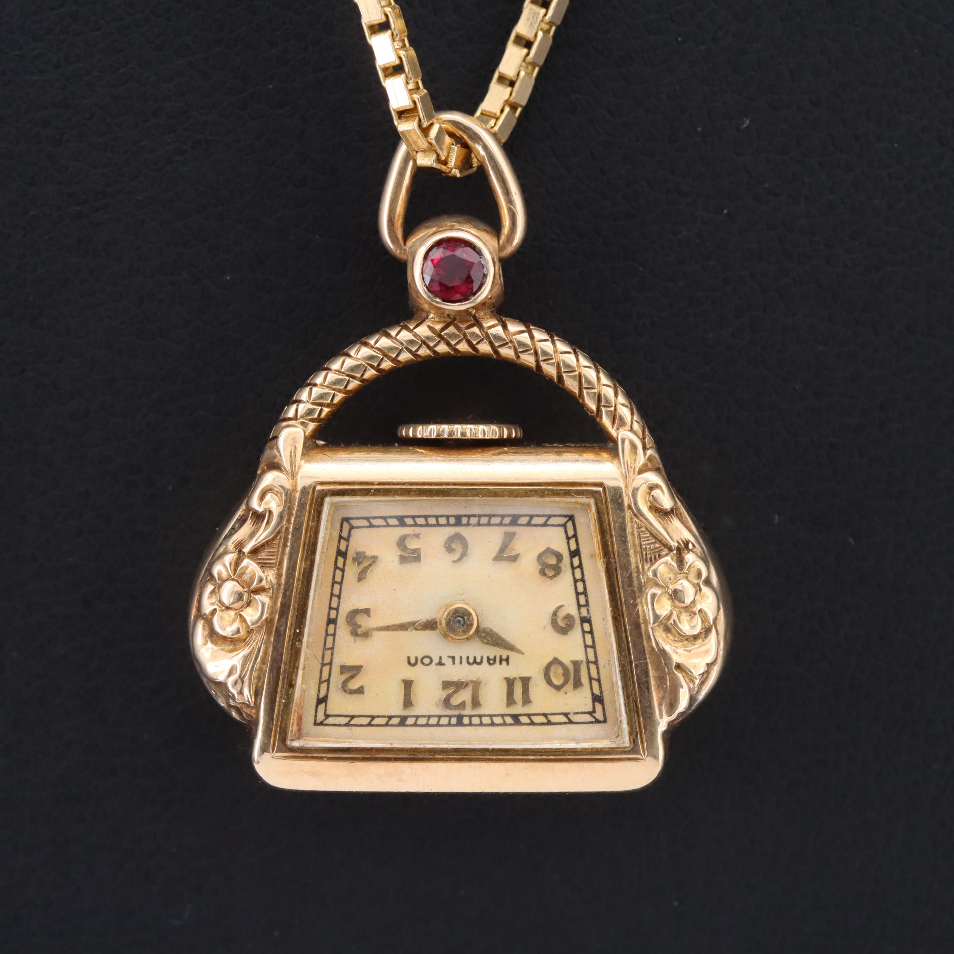 14K Vintage Hamilton Pendant Watch