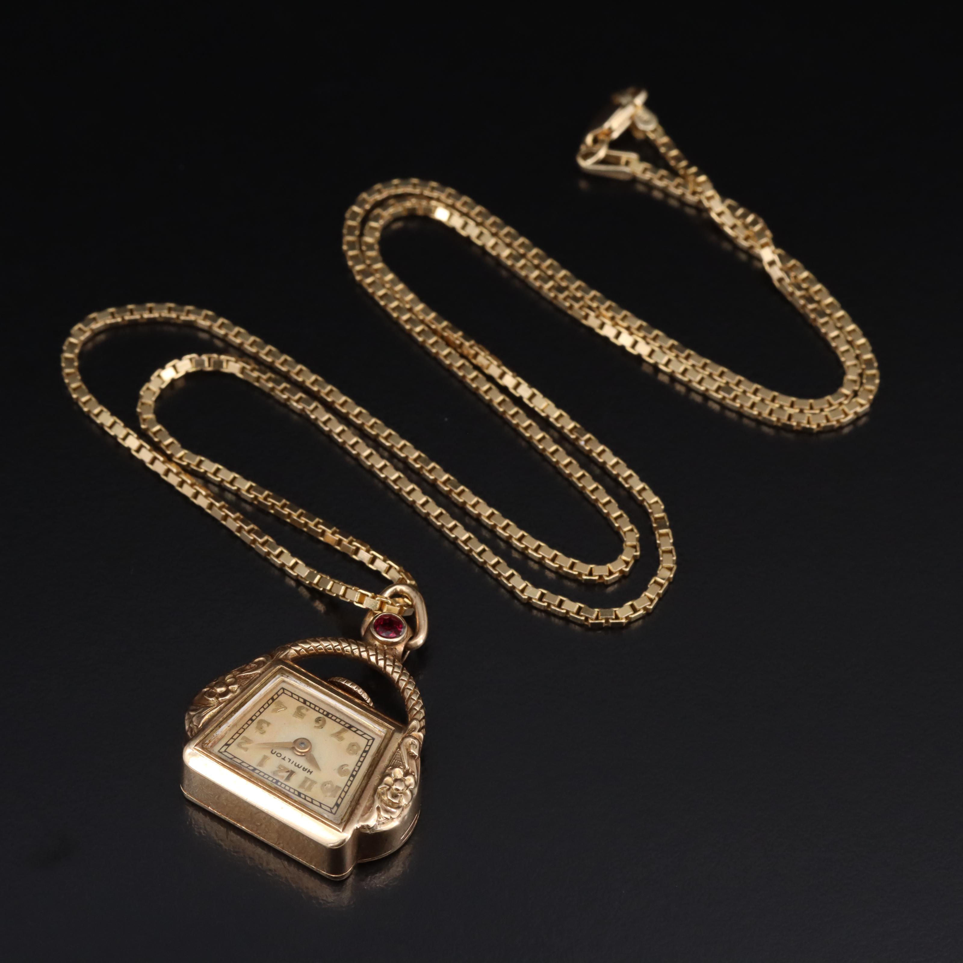 14K Vintage Hamilton Pendant Watch