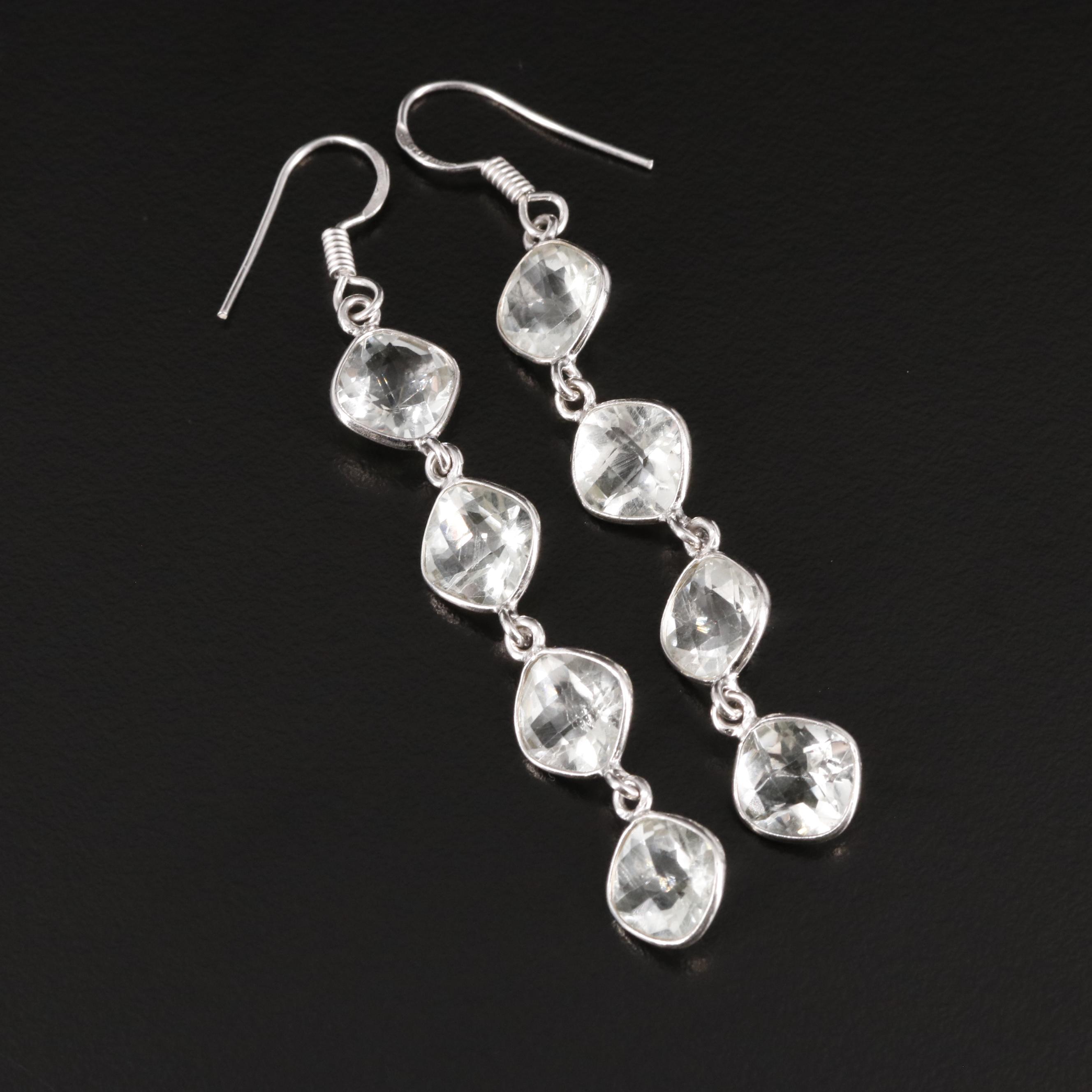 Sterling Prasiolite Dangle Earrings