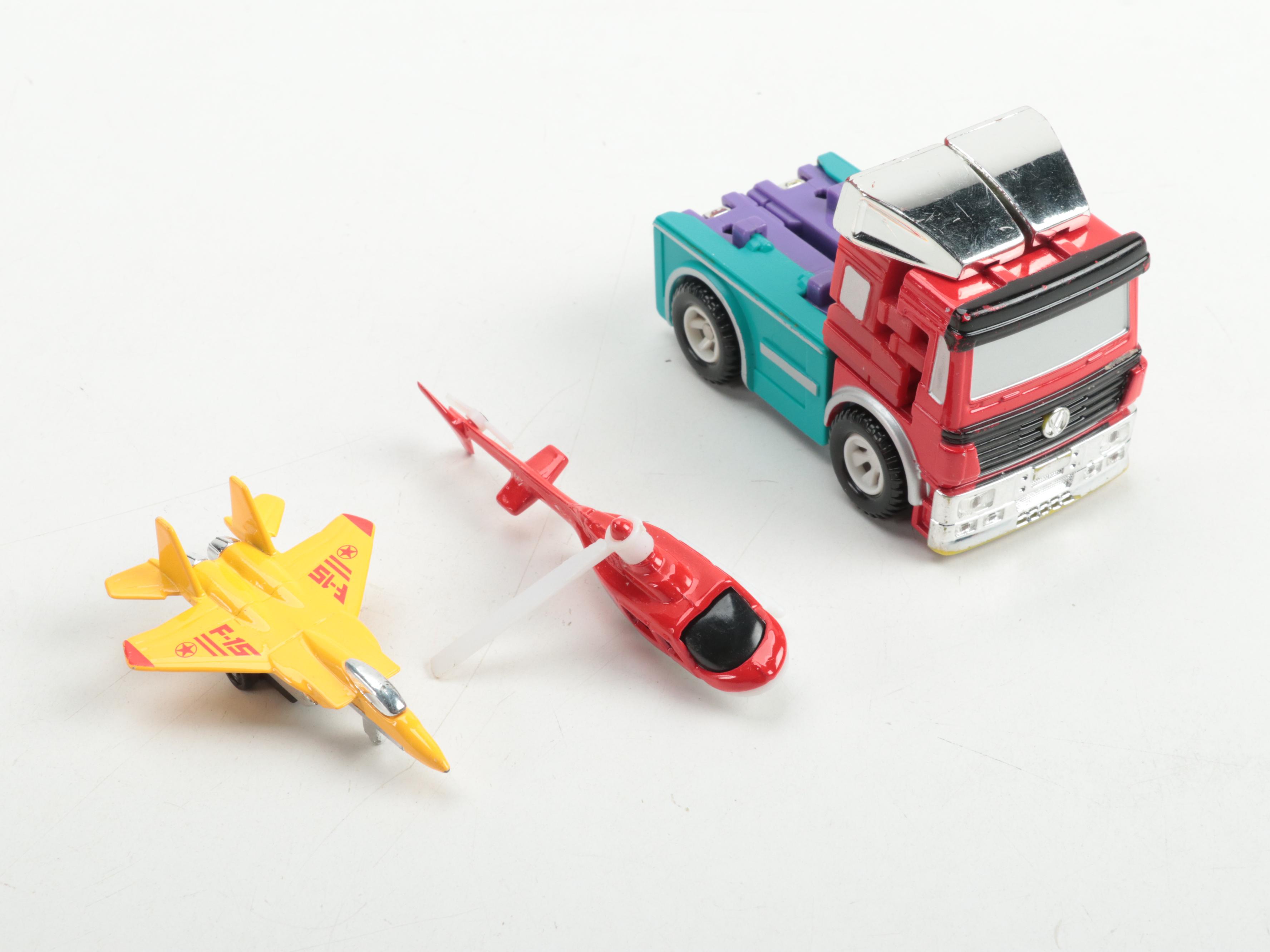 Transformer Action Figure with Other Cars and Race Track