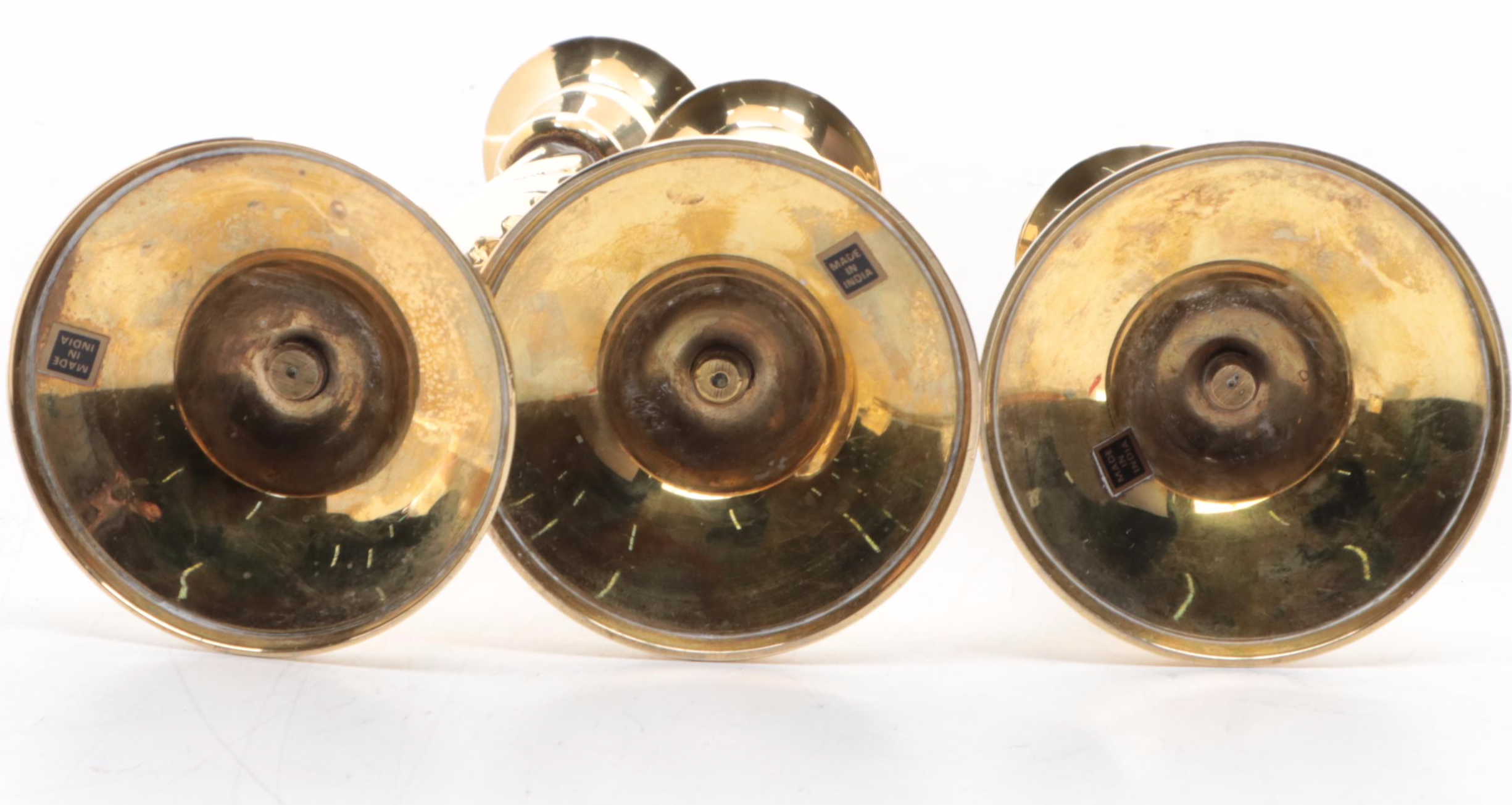 Andrea by Sadek Chinese Style Porcelain Bowl With Brass Twist Candlesticks