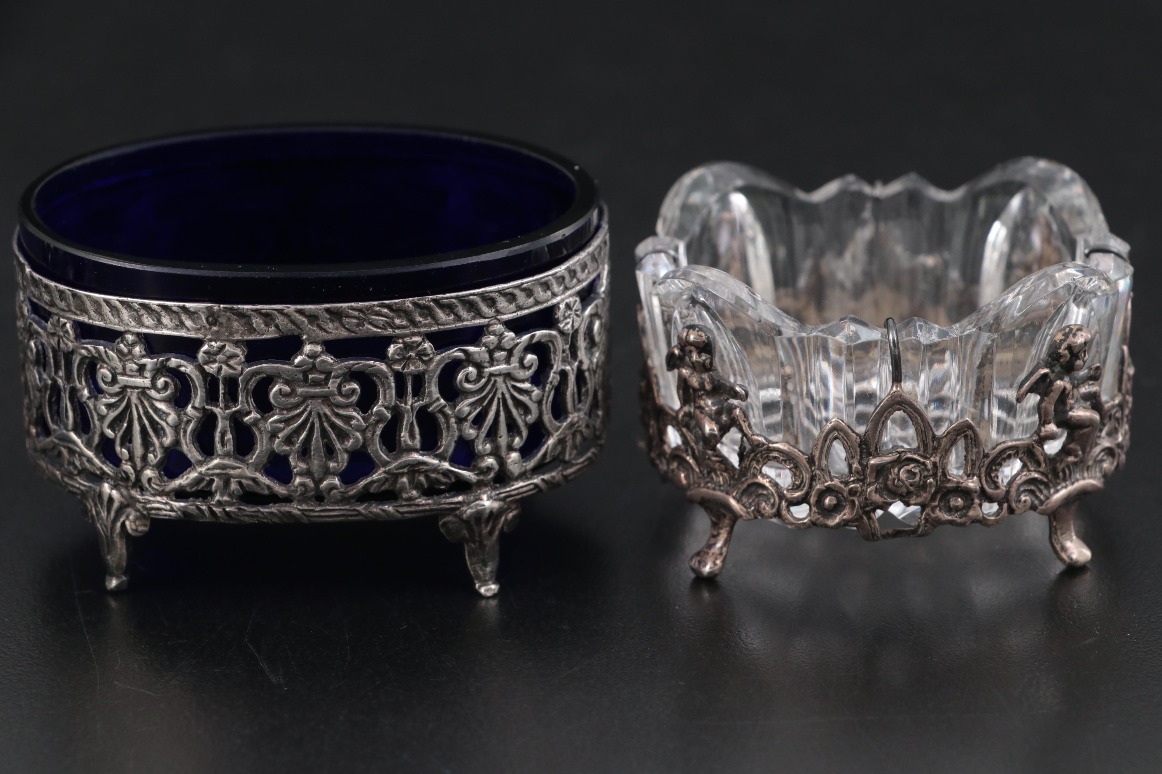 Sterling and 800 Silver Salt Cellars and Salt Spoons