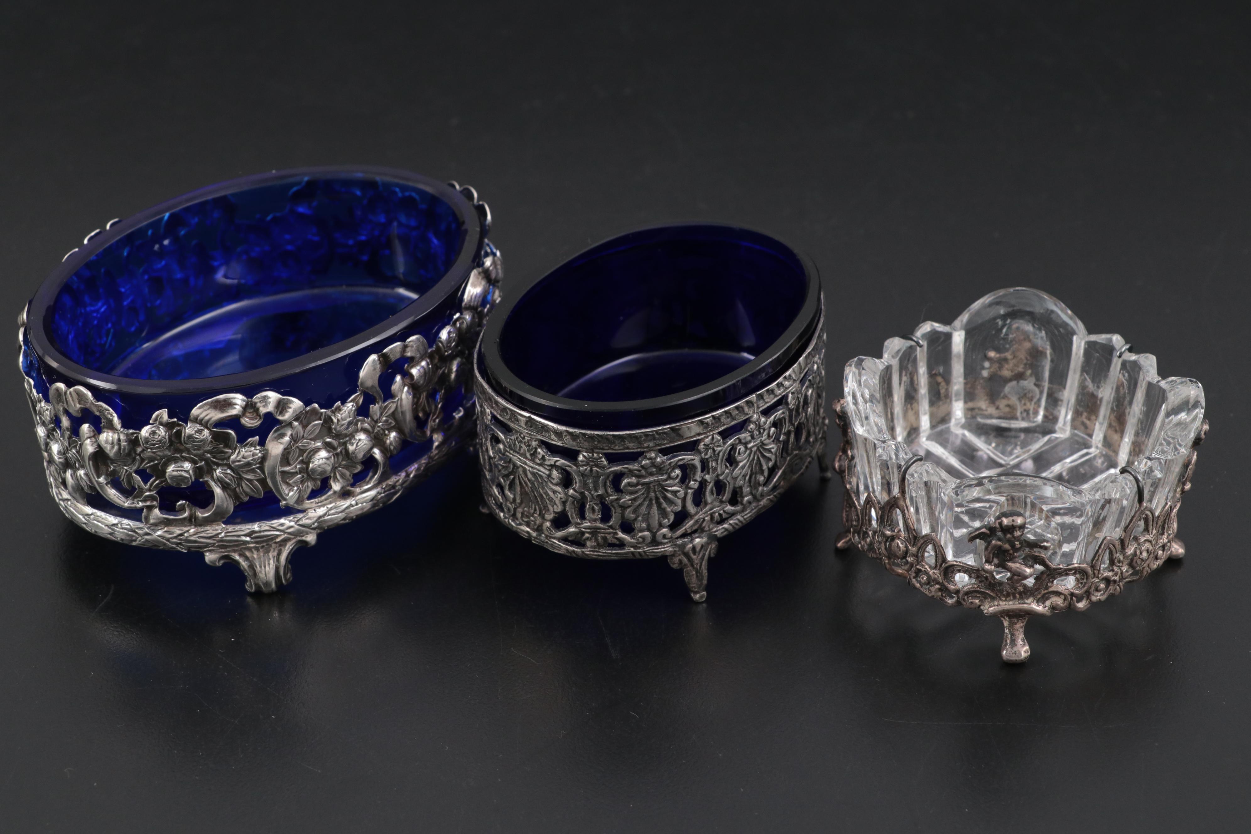 Sterling and 800 Silver Salt Cellars and Salt Spoons