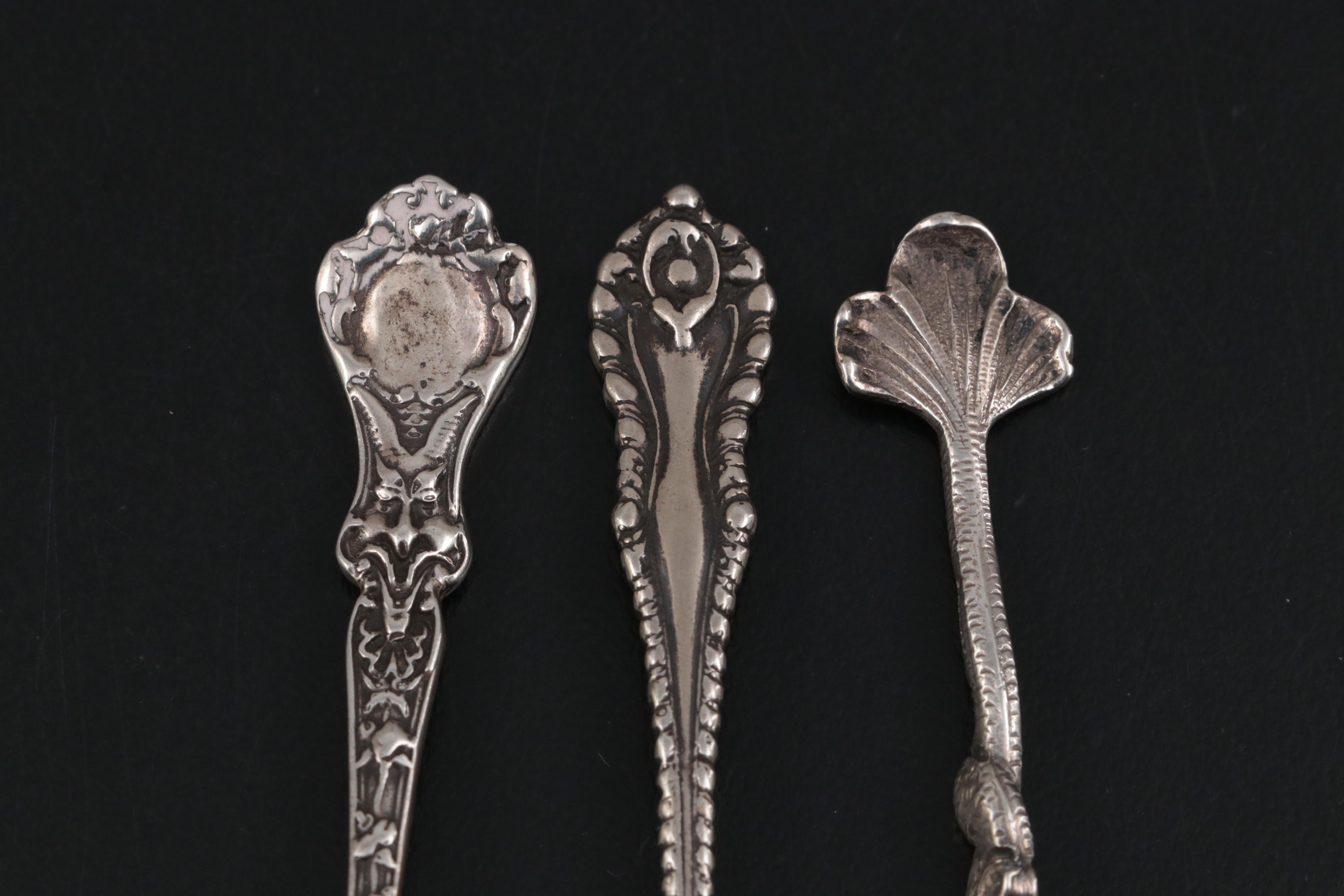 Sterling and 800 Silver Salt Cellars and Salt Spoons