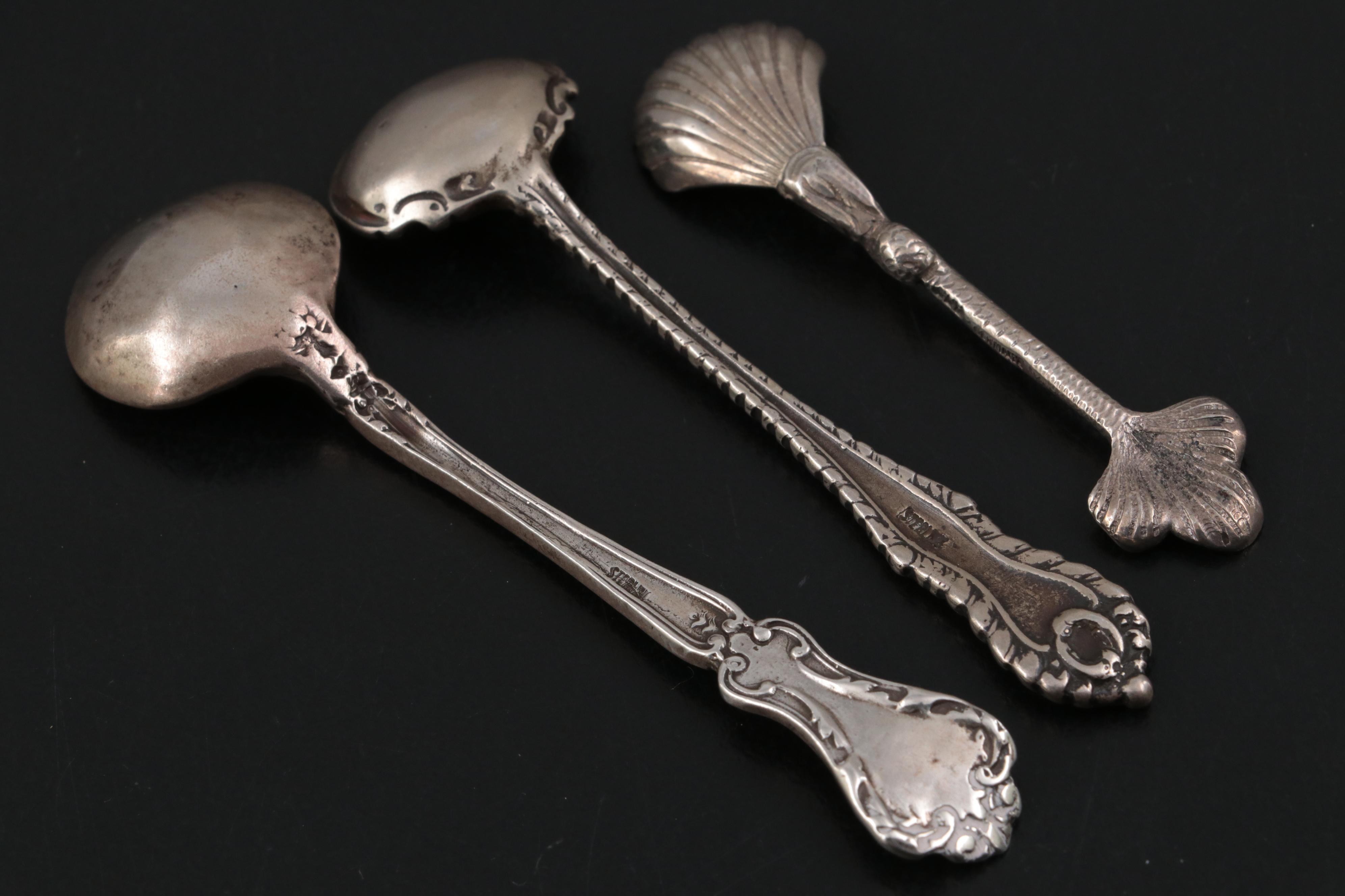 Sterling and 800 Silver Salt Cellars and Salt Spoons