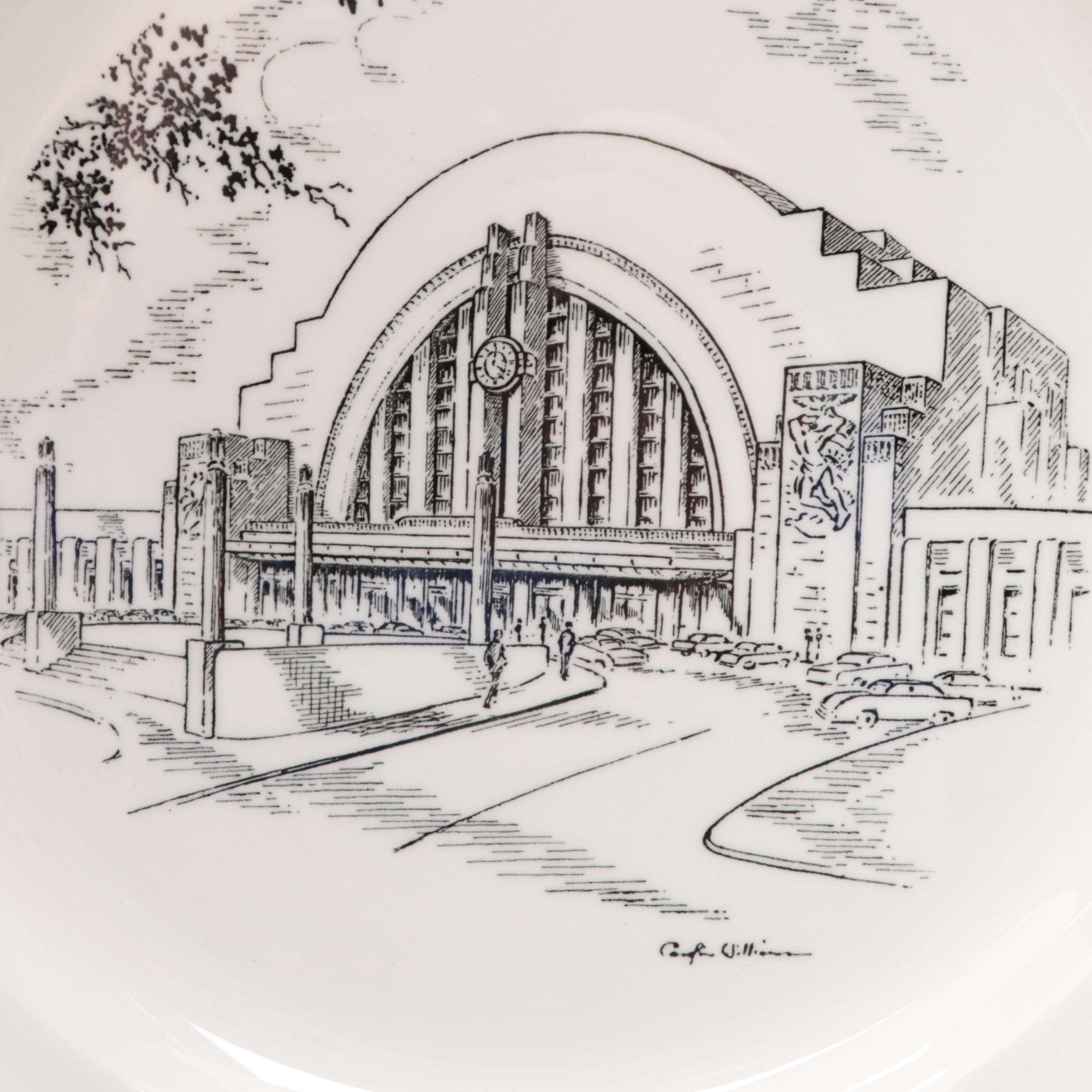 Wedgwood Dinner Plates after Caroline Williams CIncinnati Landmarks