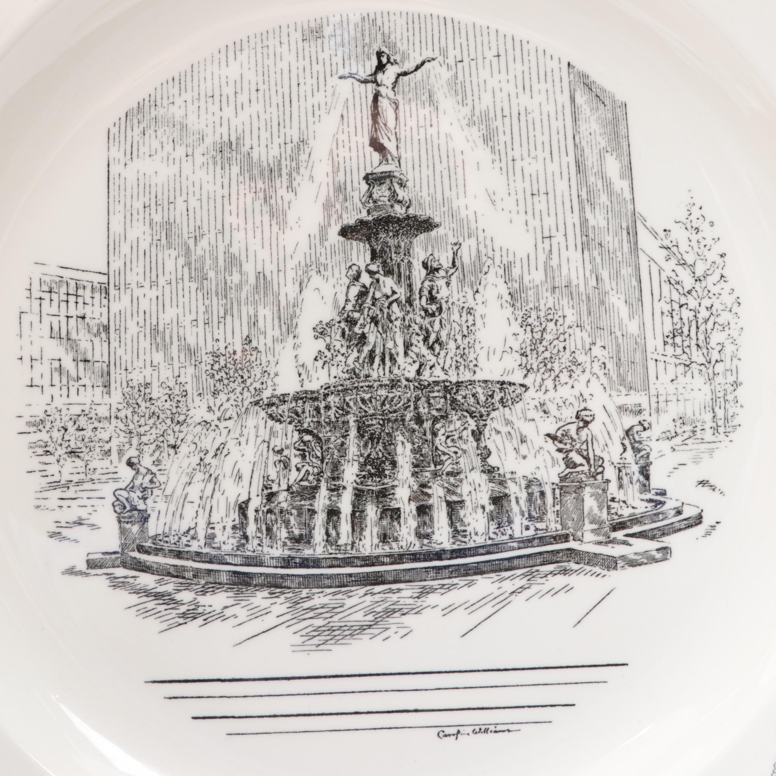 Wedgwood Dinner Plates after Caroline Williams CIncinnati Landmarks
