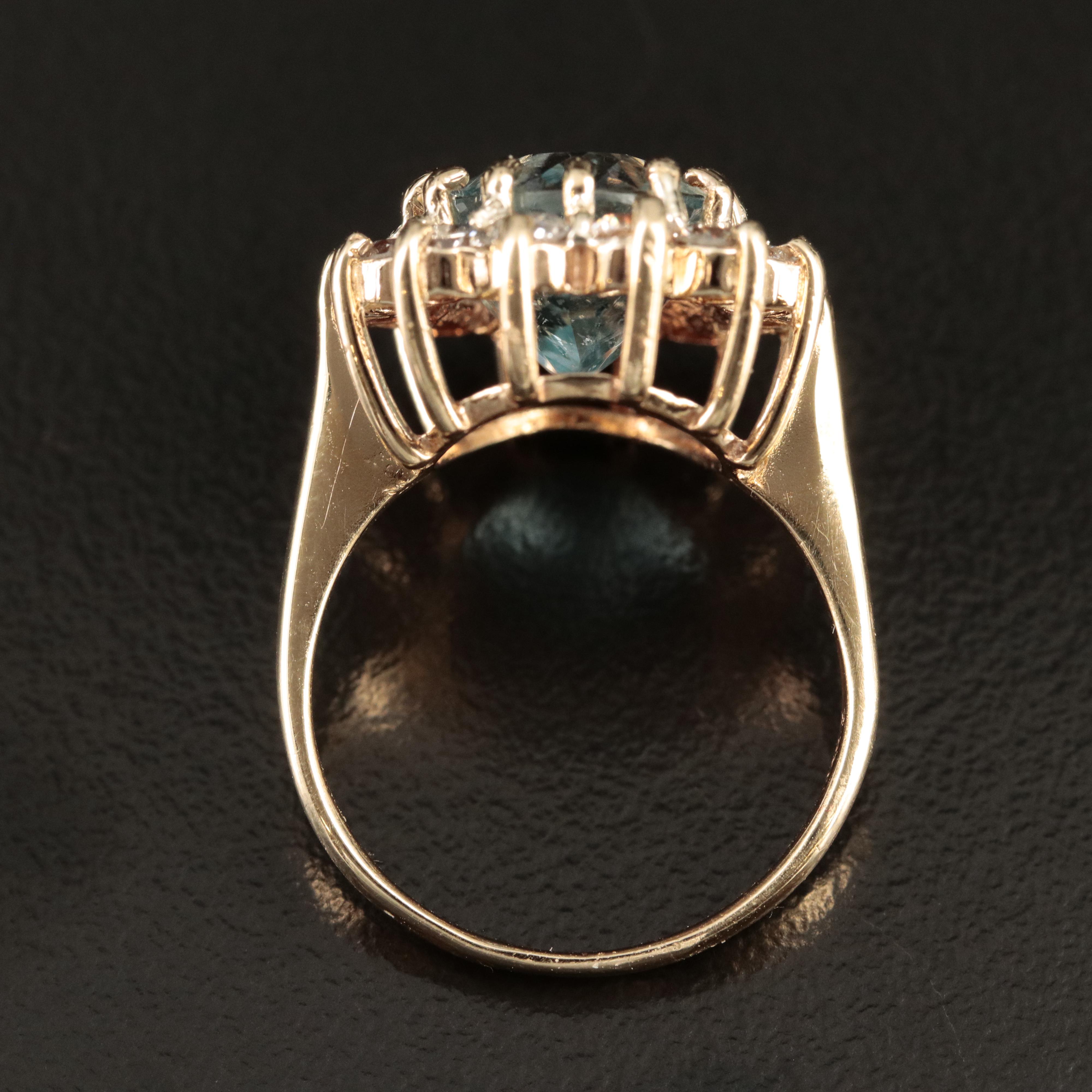 14K 4.74 CT Aquamarine and 1.05 CTW Diamond Ring with GIA Report