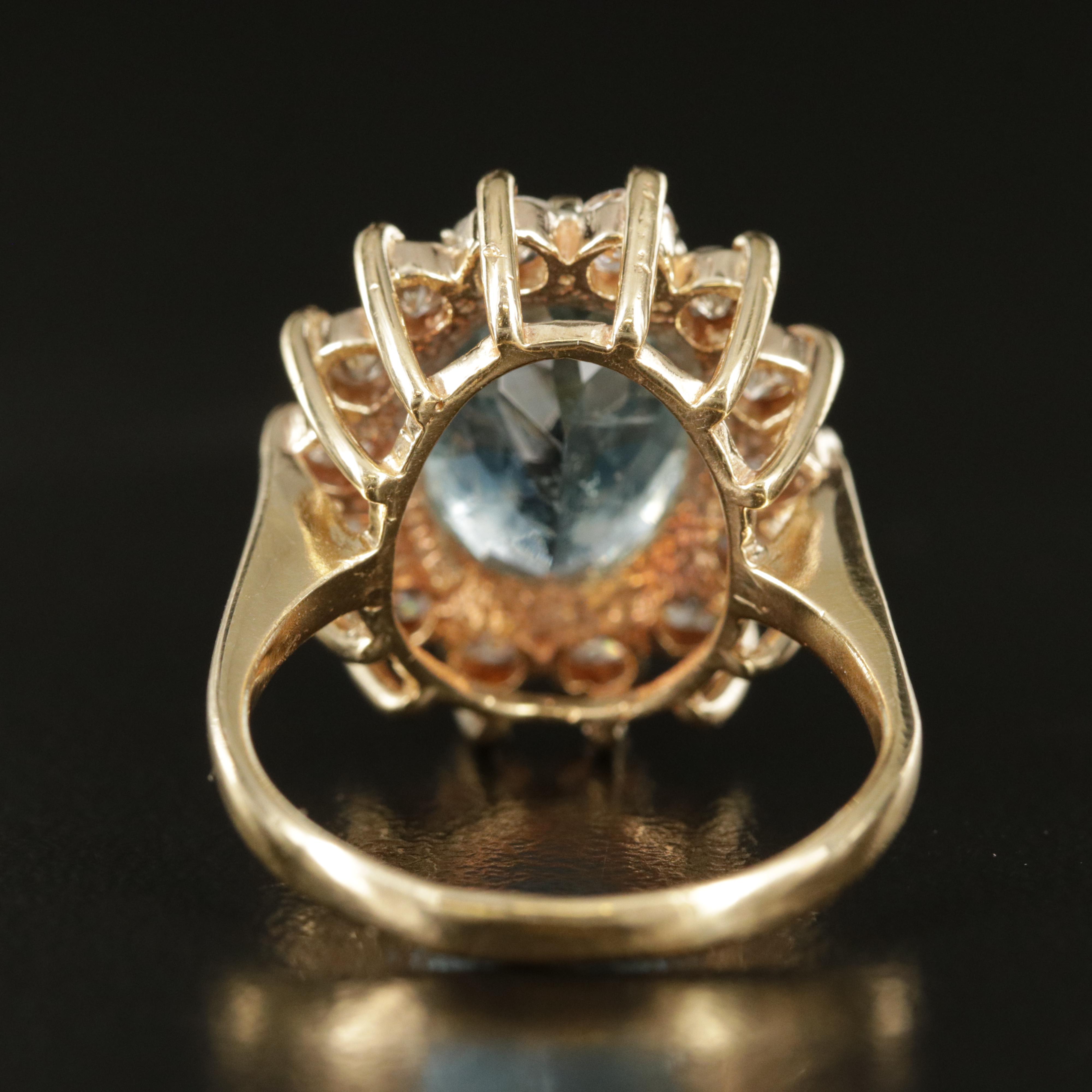 14K 4.74 CT Aquamarine and 1.05 CTW Diamond Ring with GIA Report