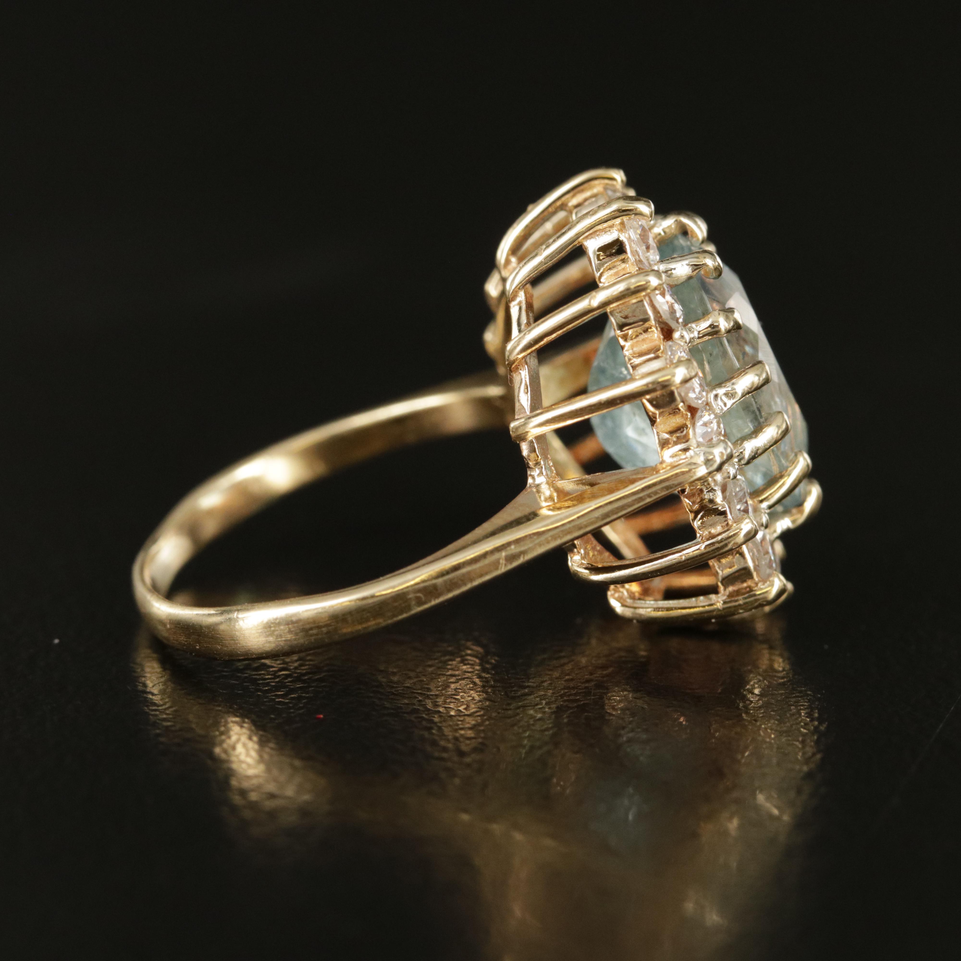 14K 4.74 CT Aquamarine and 1.05 CTW Diamond Ring with GIA Report