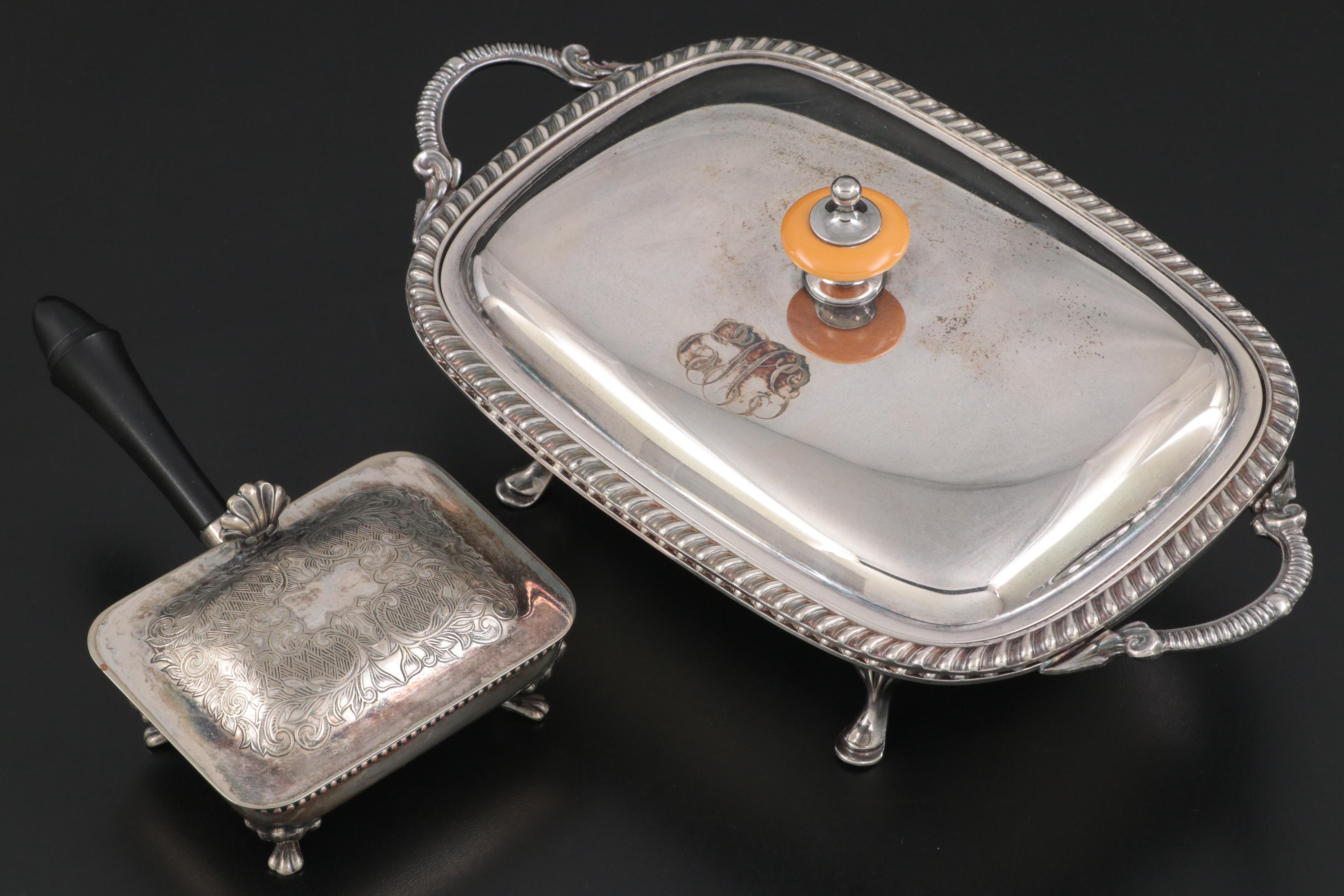Adams Style Silver Plate Domed Breakfast Server with Other Serving Pieces
