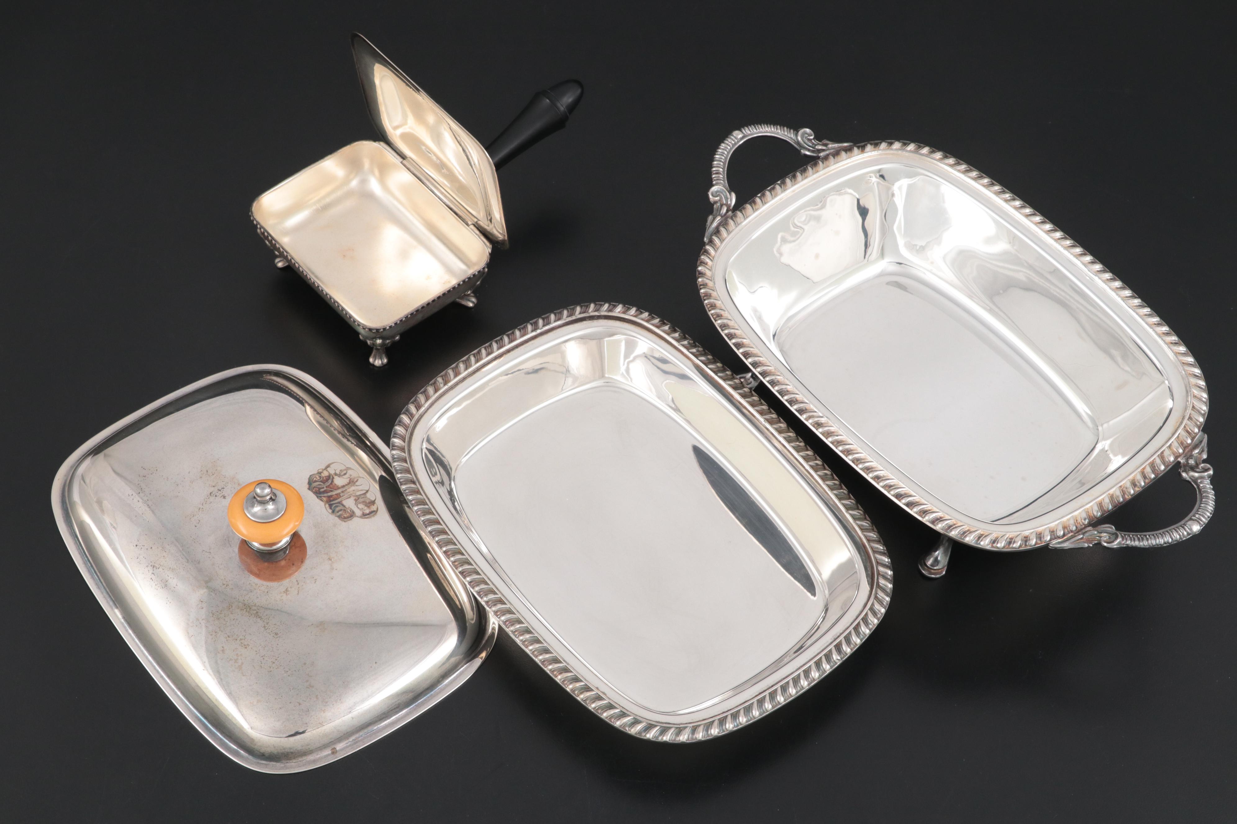 Adams Style Silver Plate Domed Breakfast Server with Other Serving Pieces