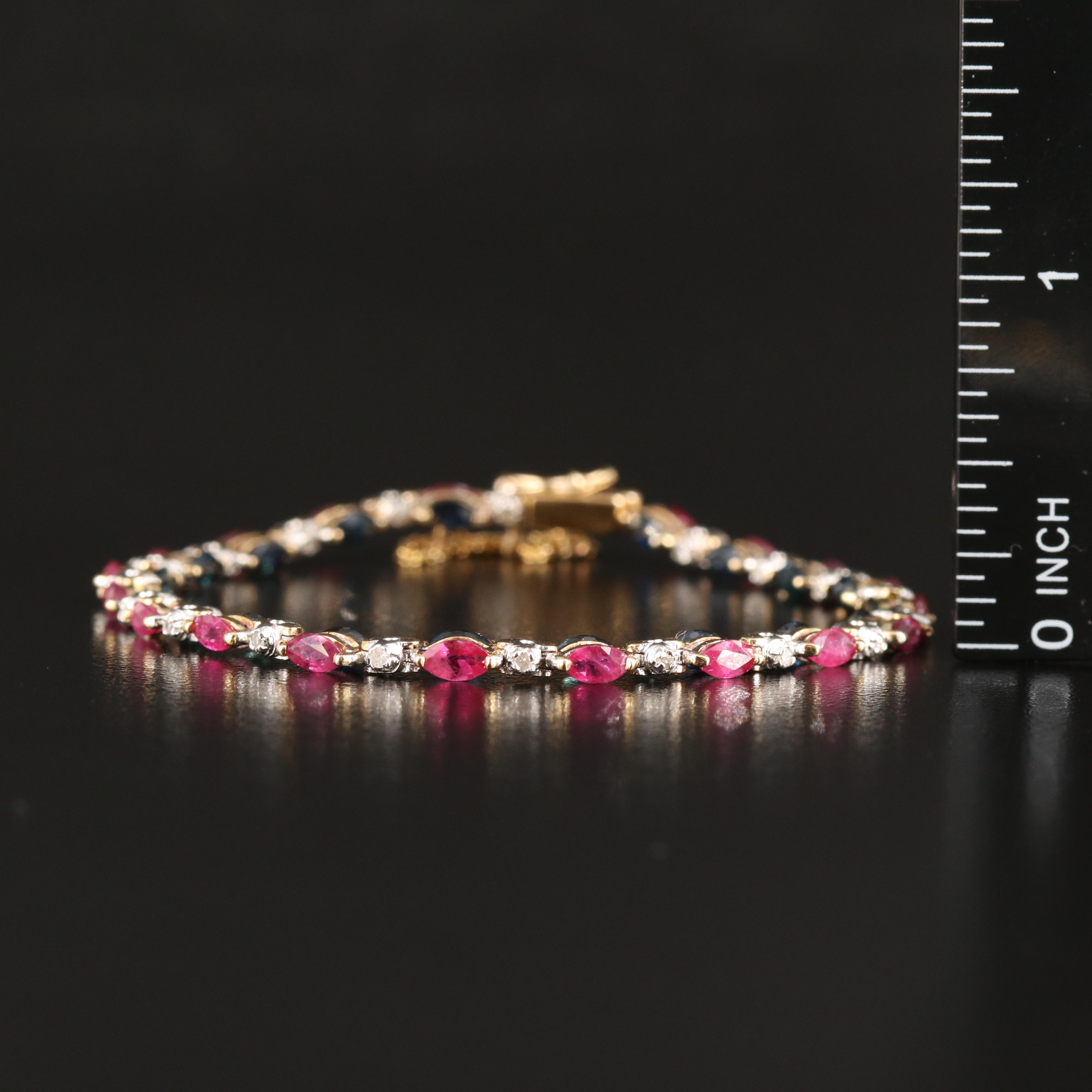14K Ruby, Sapphire and Diamond Reversible Bracelet