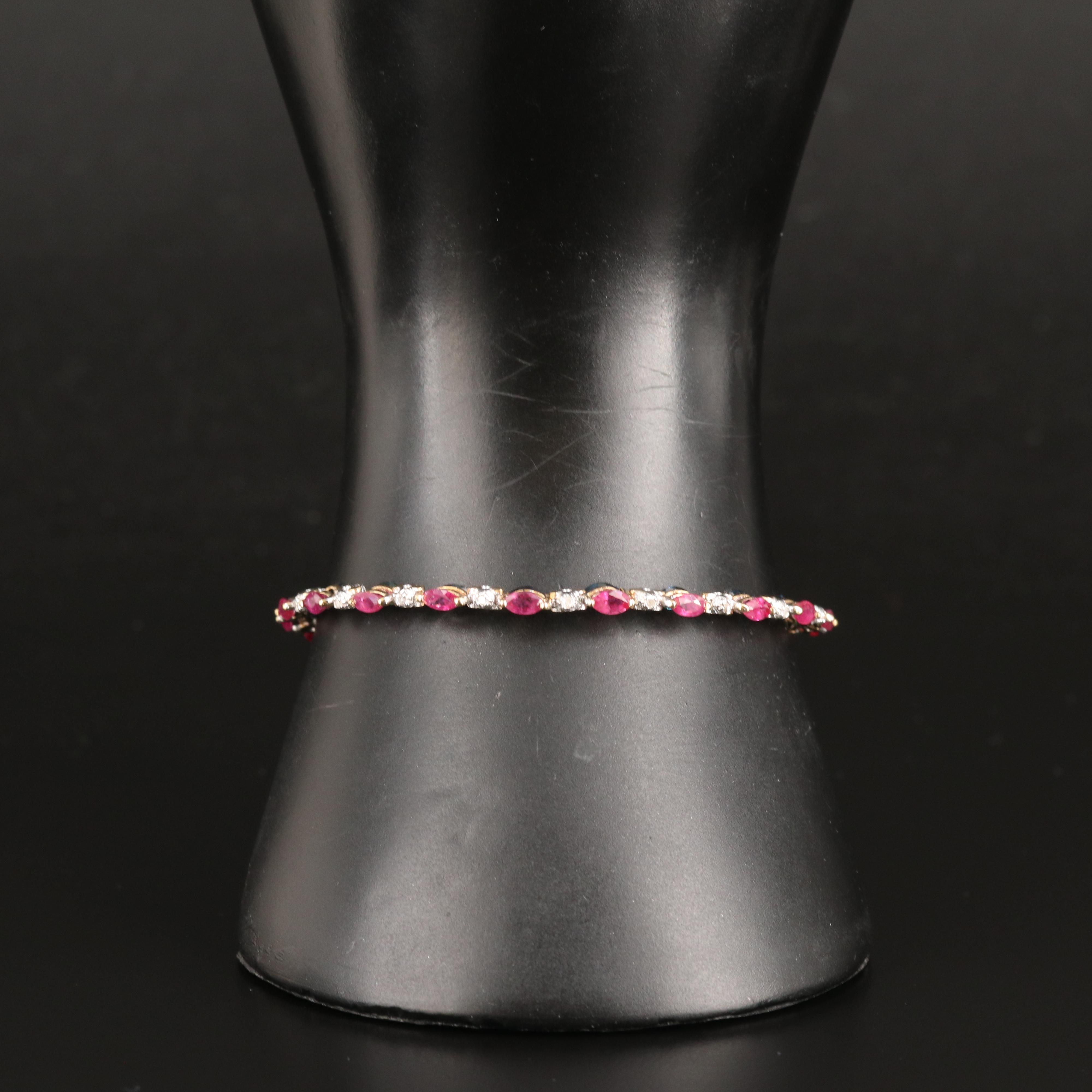 14K Ruby, Sapphire and Diamond Reversible Bracelet