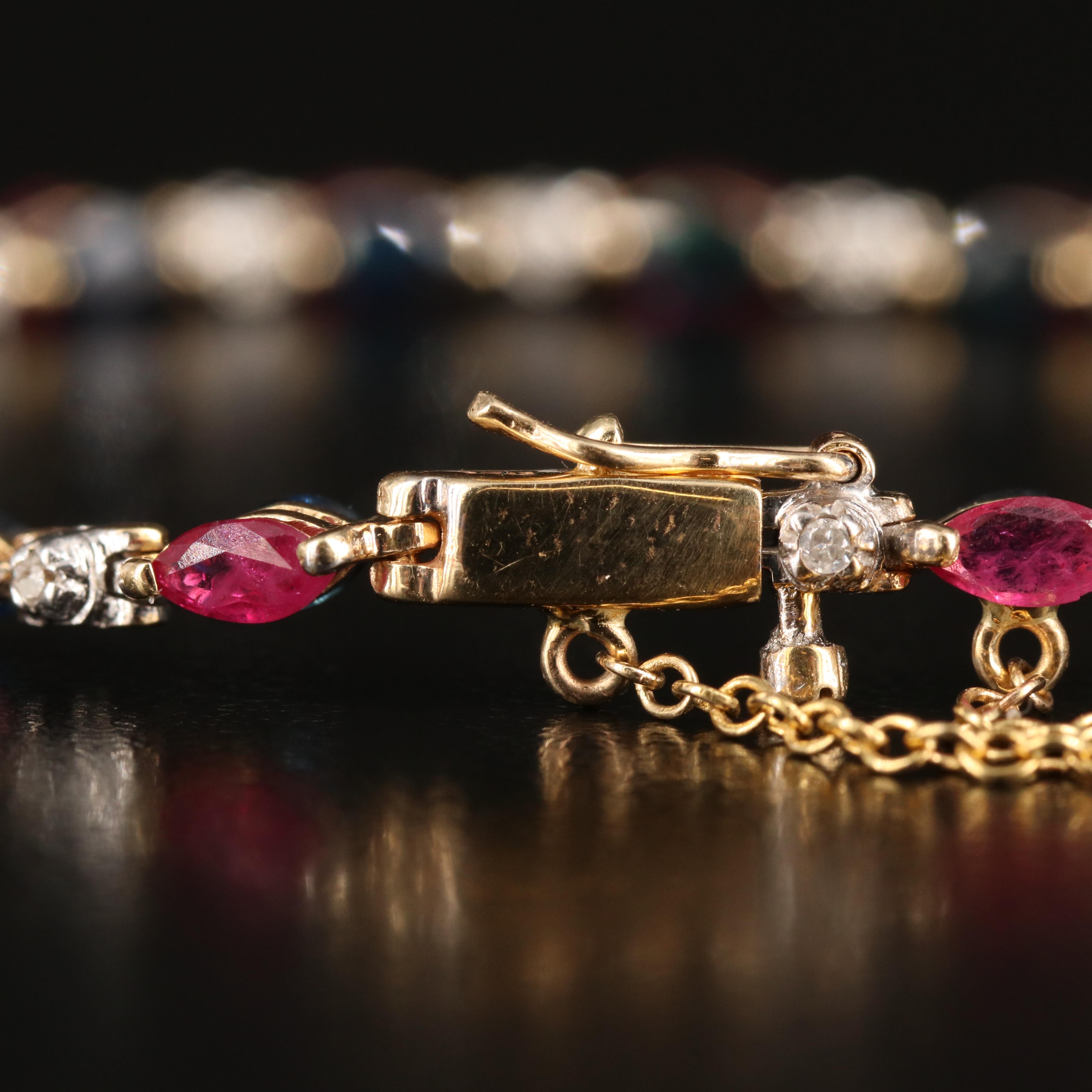 14K Ruby, Sapphire and Diamond Reversible Bracelet