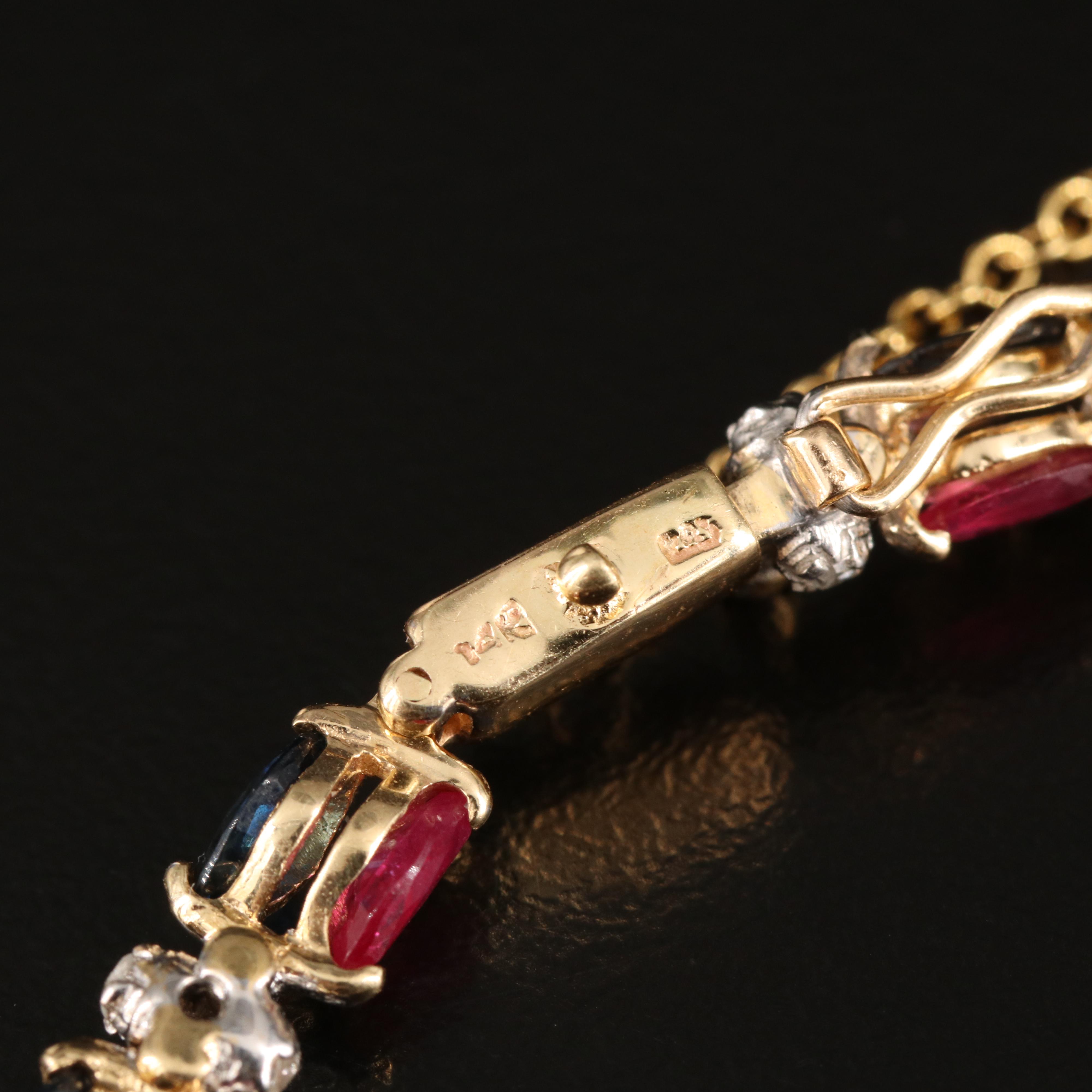14K Ruby, Sapphire and Diamond Reversible Bracelet