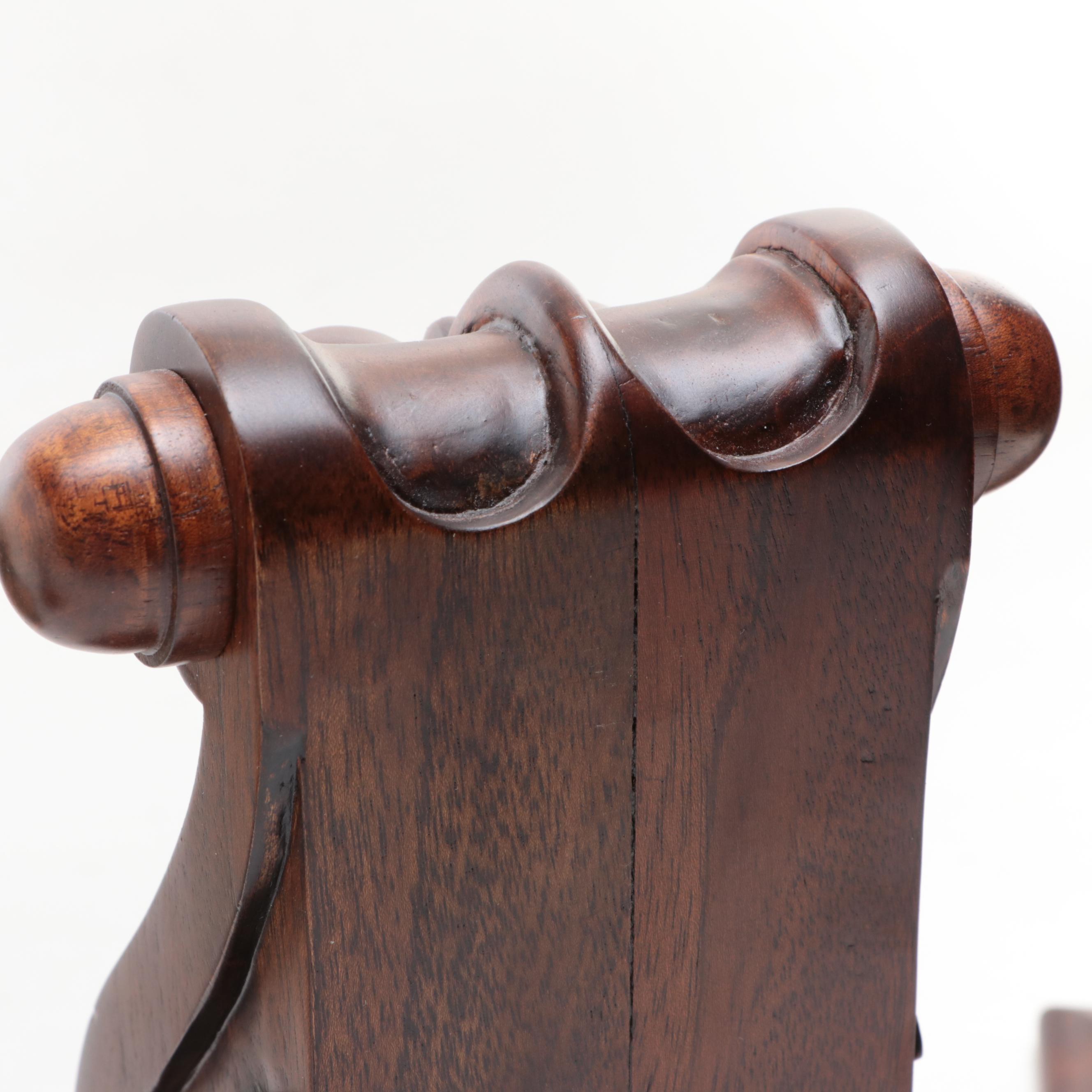 Carved Mahogany Corbels, Cast Iron and Silver Finished Feather Bookends