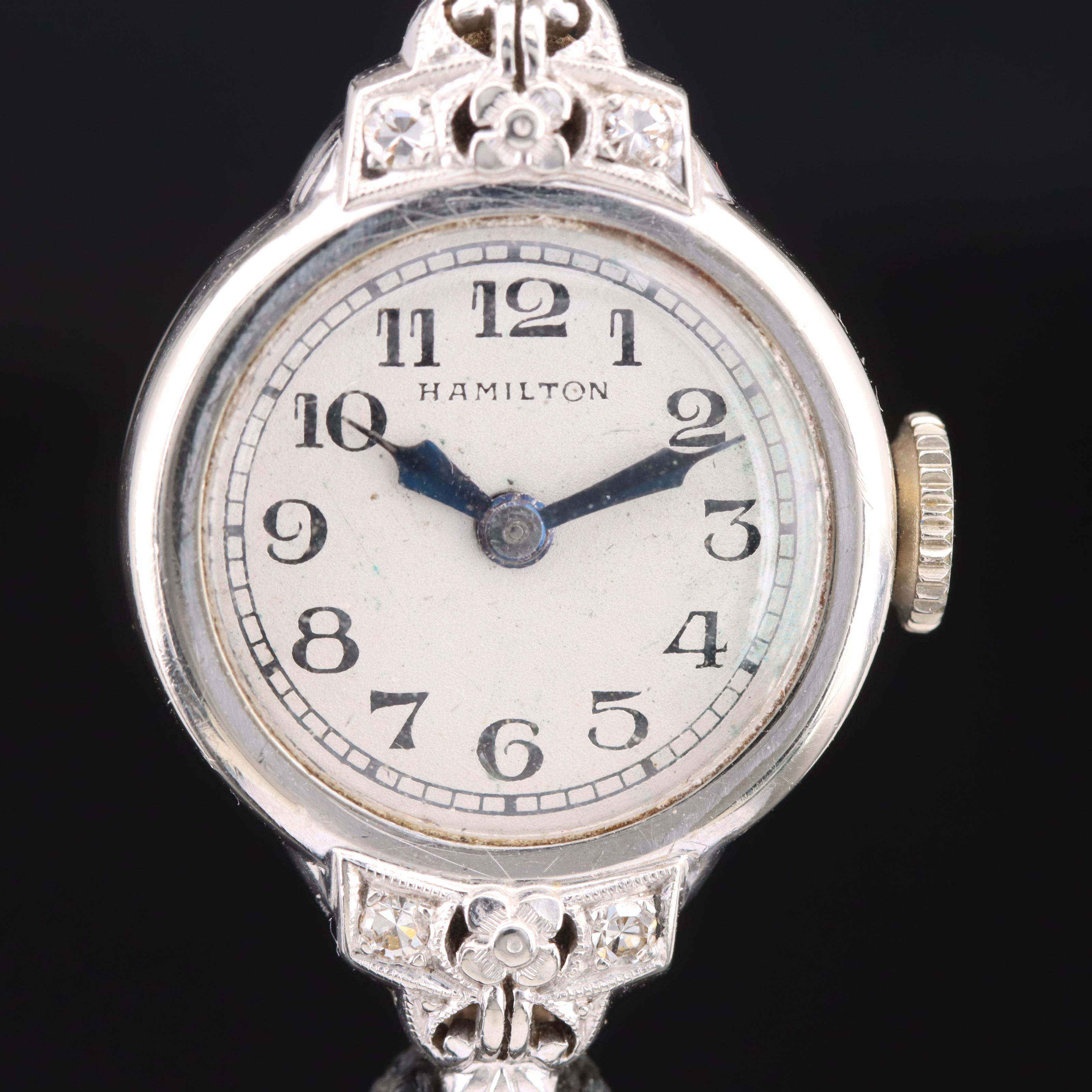 Vintage 14K Hamilton Stem wind Diamond Watch