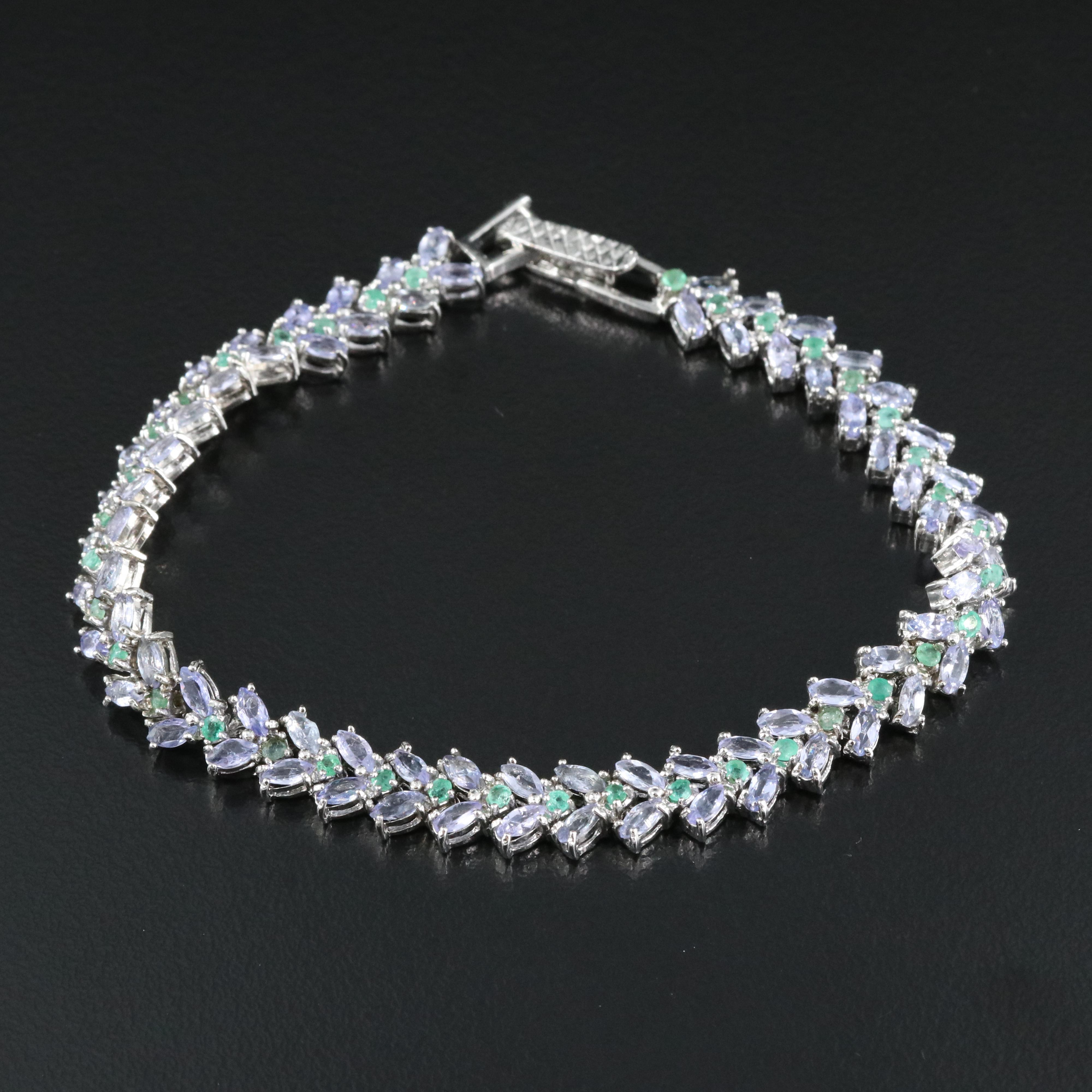 Sterling Emerald and Tanzanite Bracelet