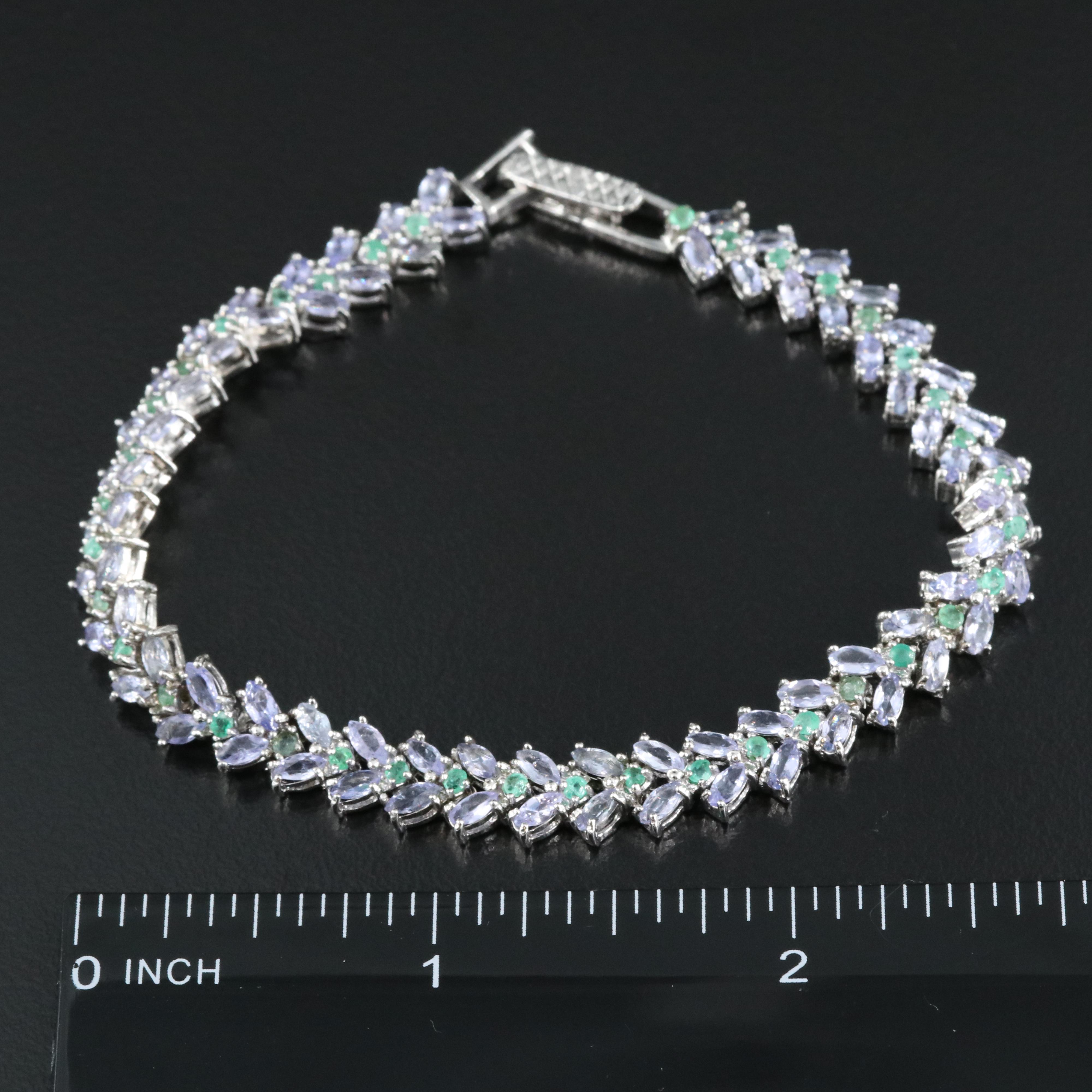 Sterling Emerald and Tanzanite Bracelet