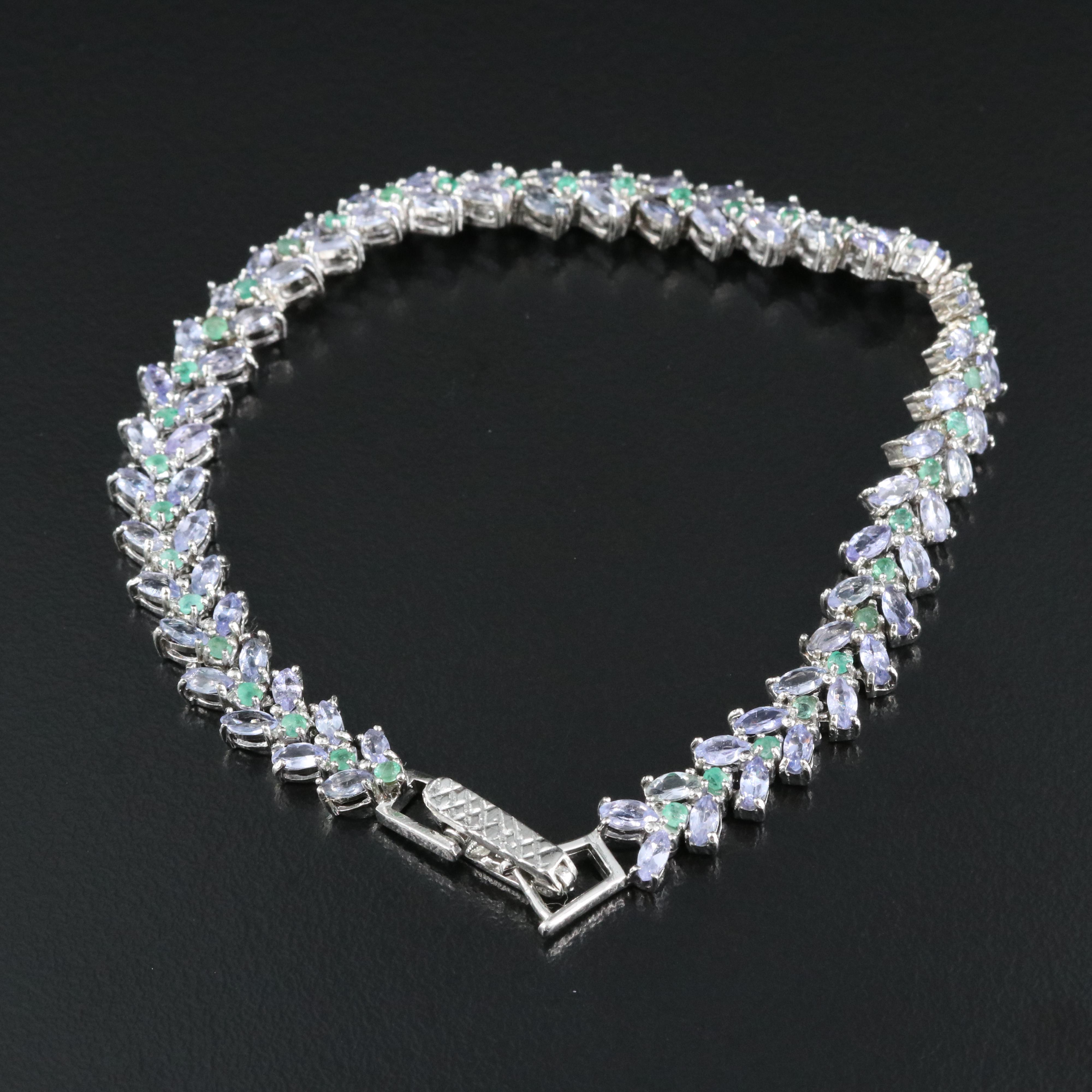 Sterling Emerald and Tanzanite Bracelet