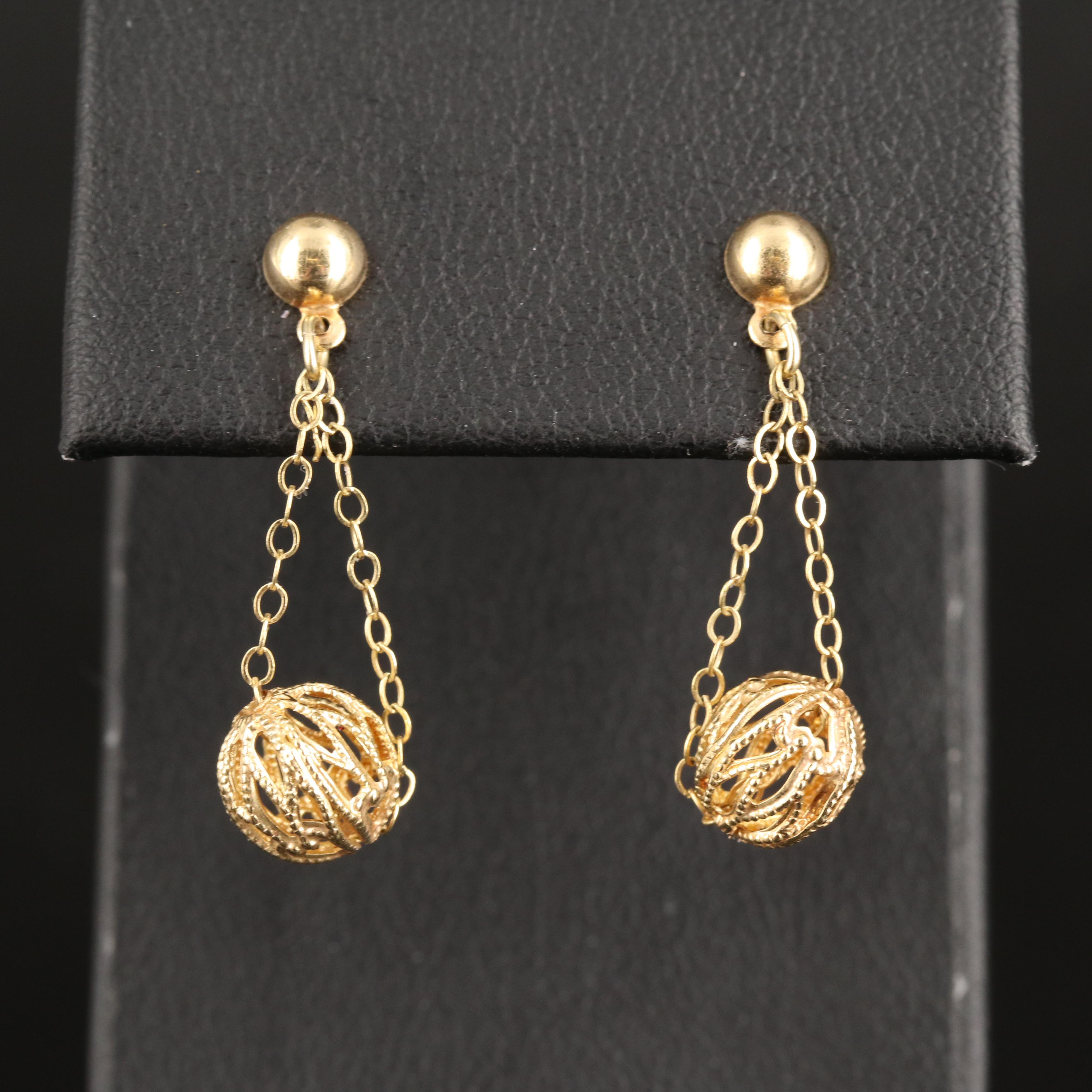 14K Filigree Sphere Earrings