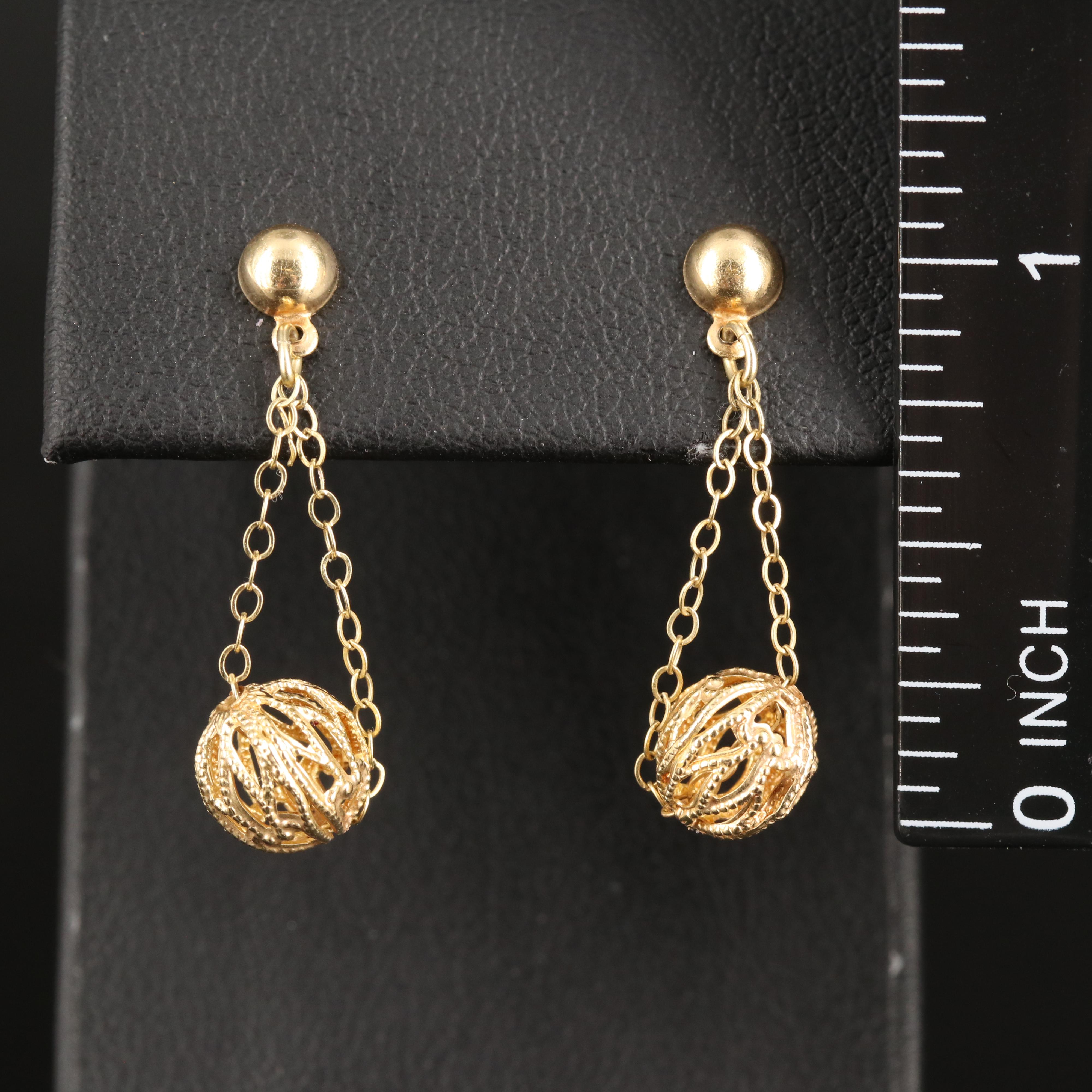 14K Filigree Sphere Earrings