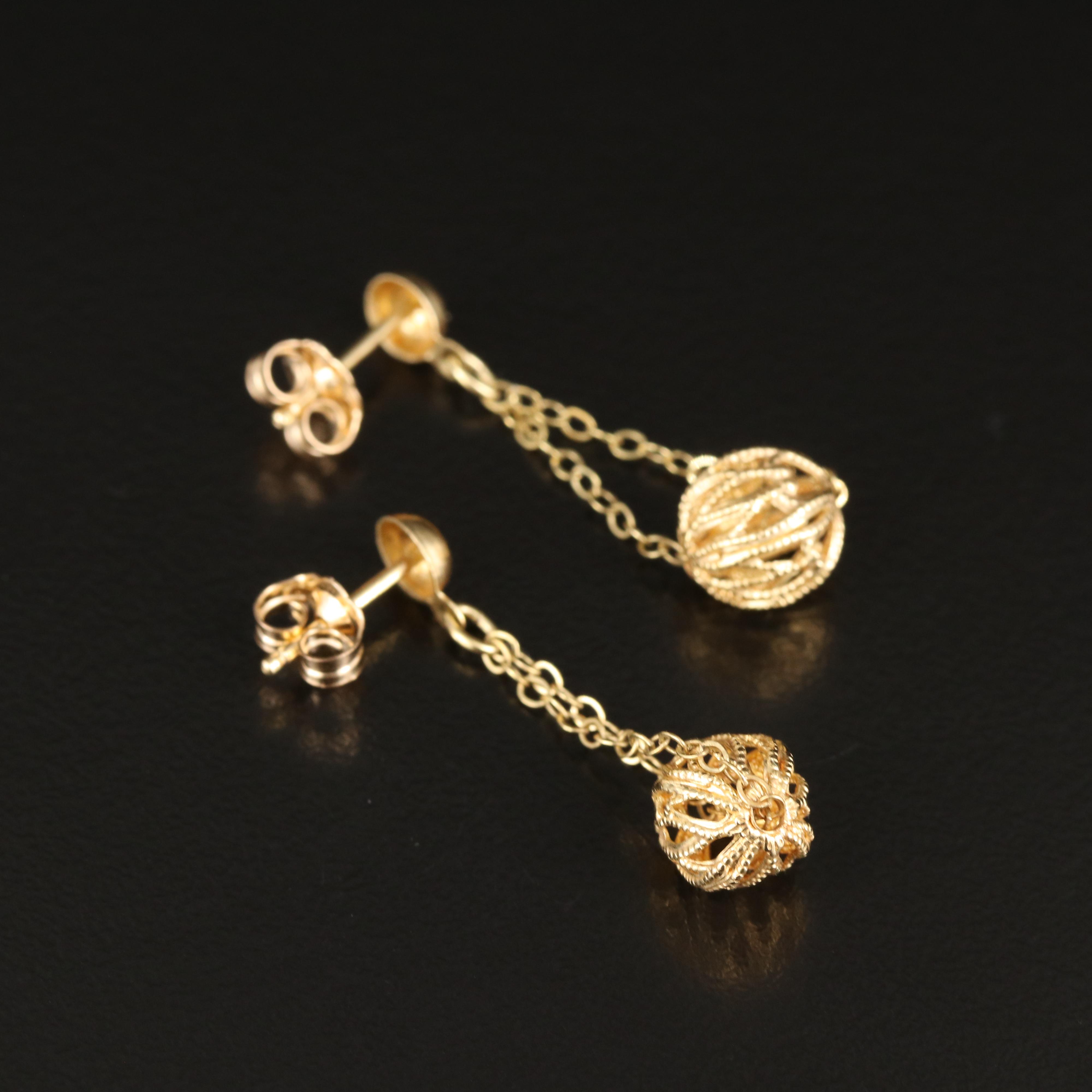 14K Filigree Sphere Earrings