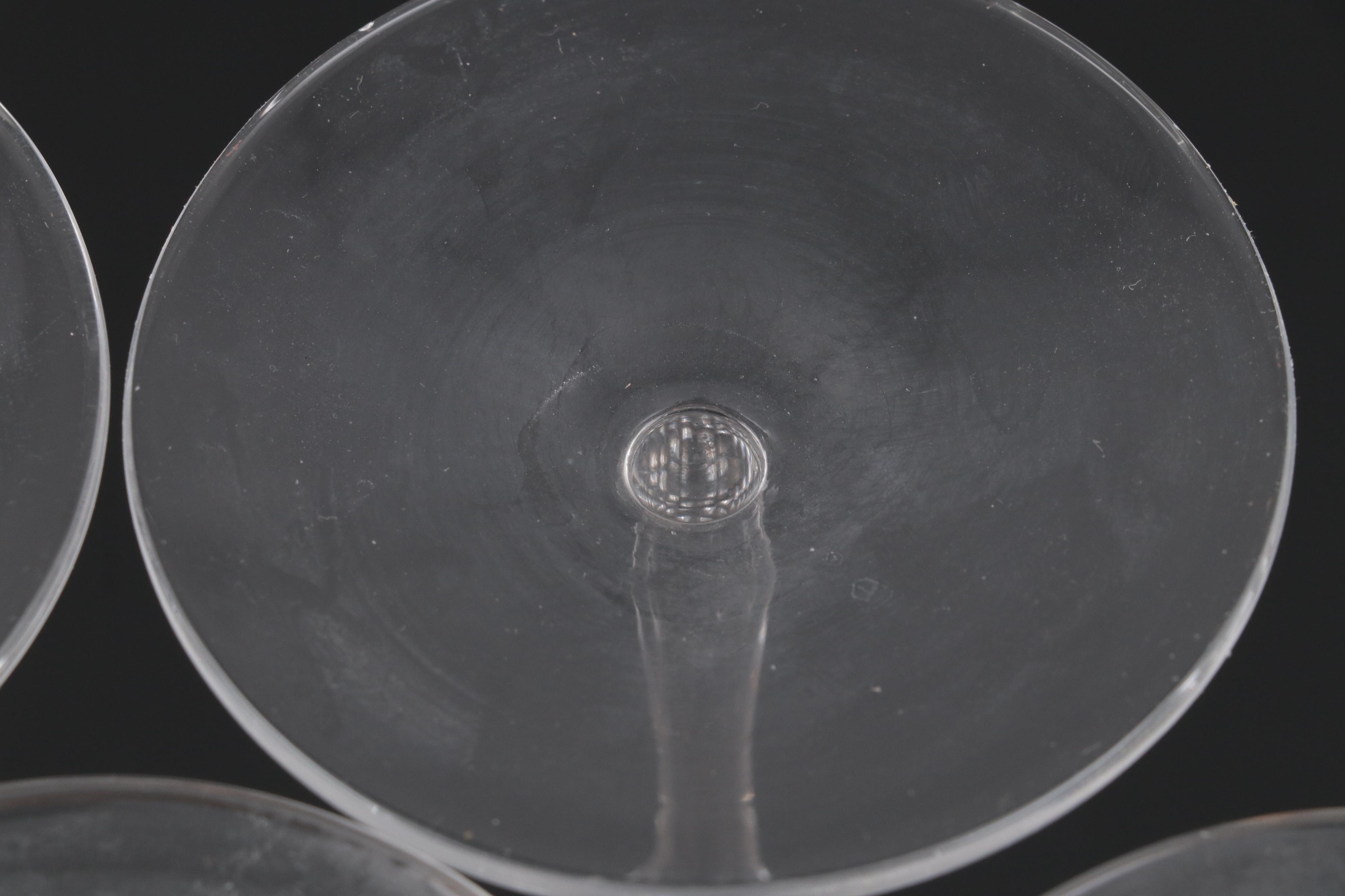 Gilt Rimmed Glass Dessert Bowls and Wine Glasses, Late 20th Century