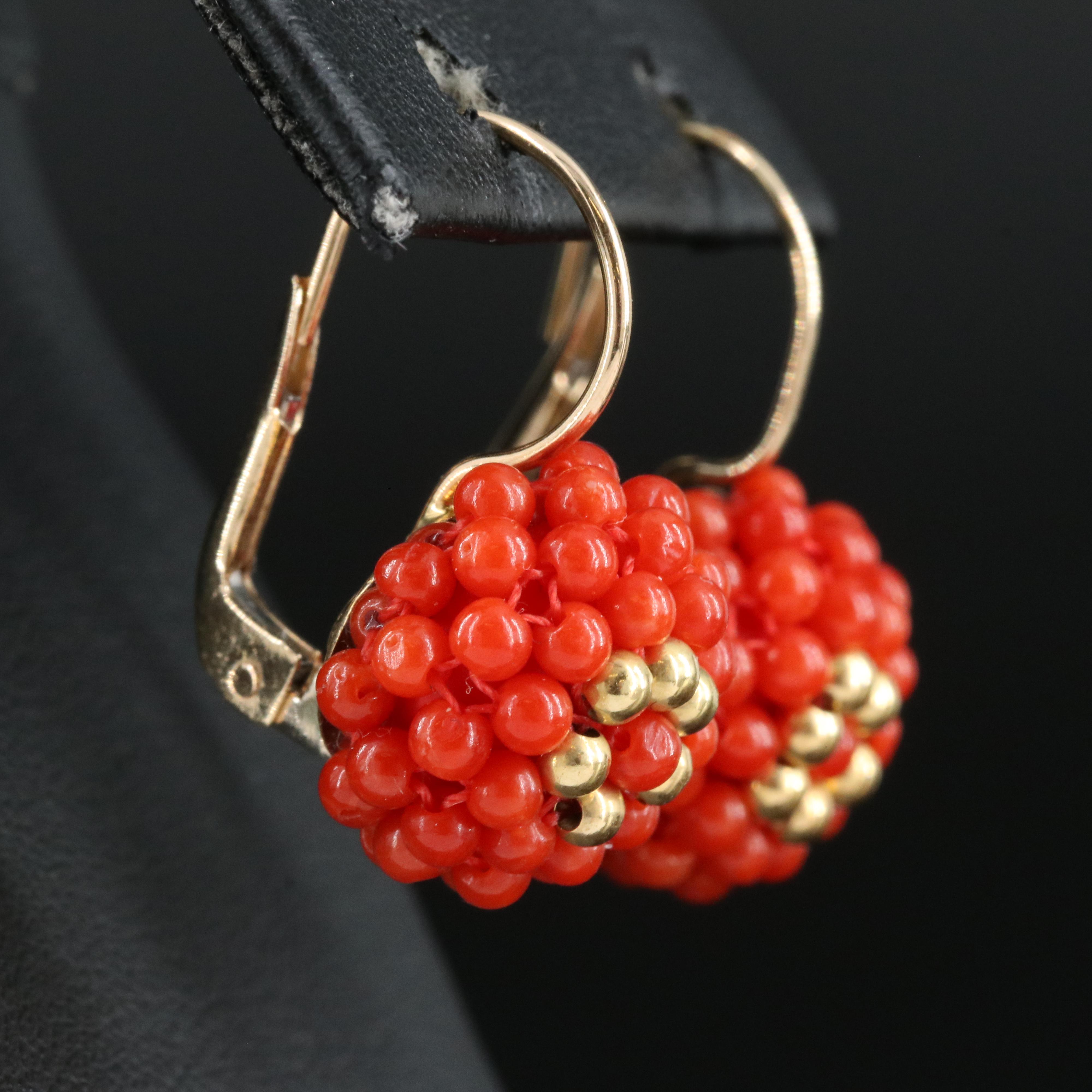 14K Coral Earrings