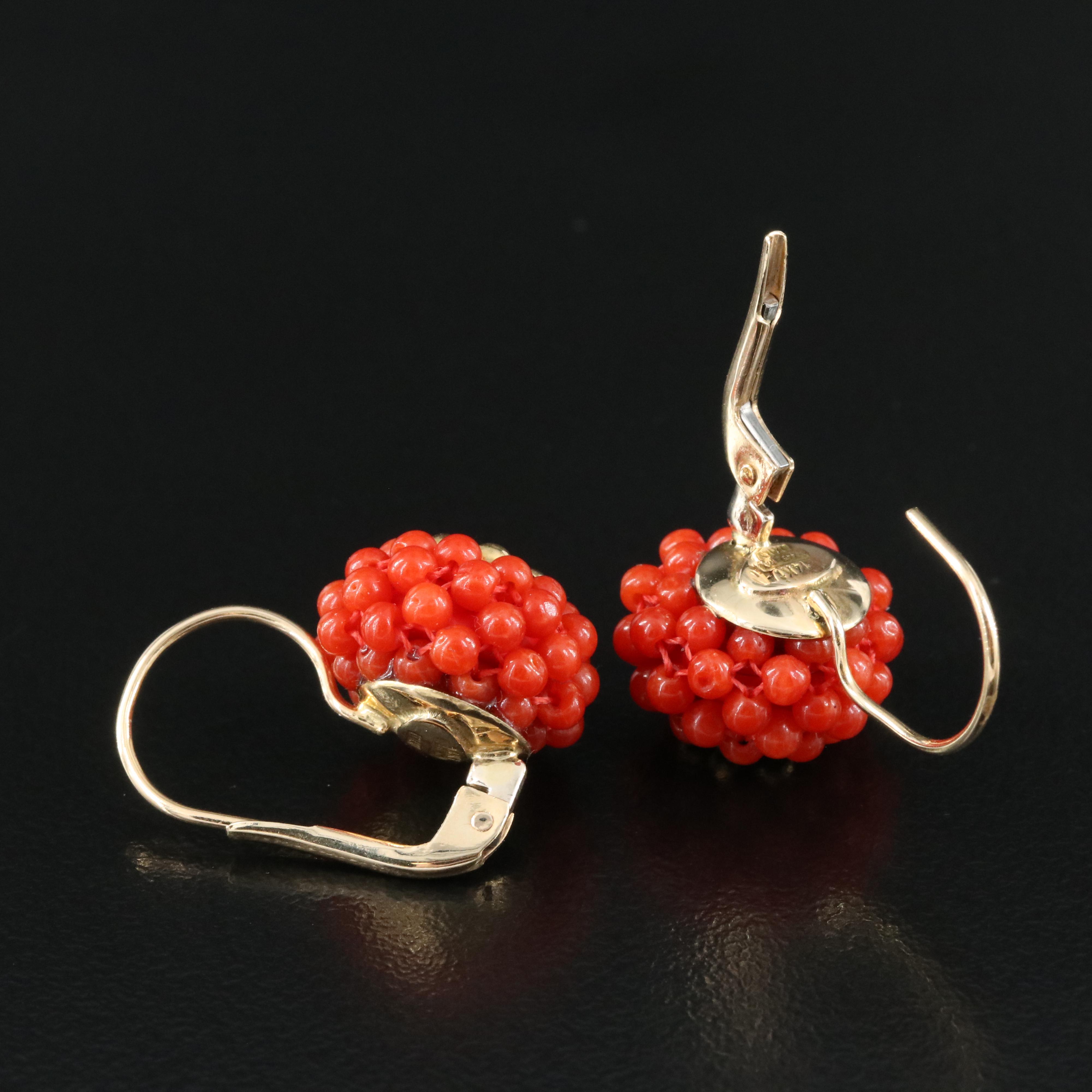 14K Coral Earrings