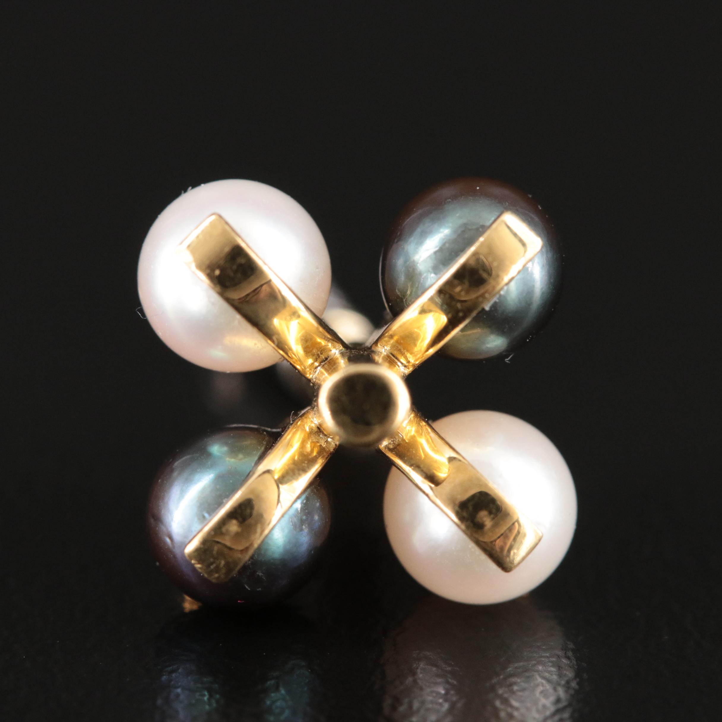 Mid-Century Modern 18K Pearl and Diamond Pendant