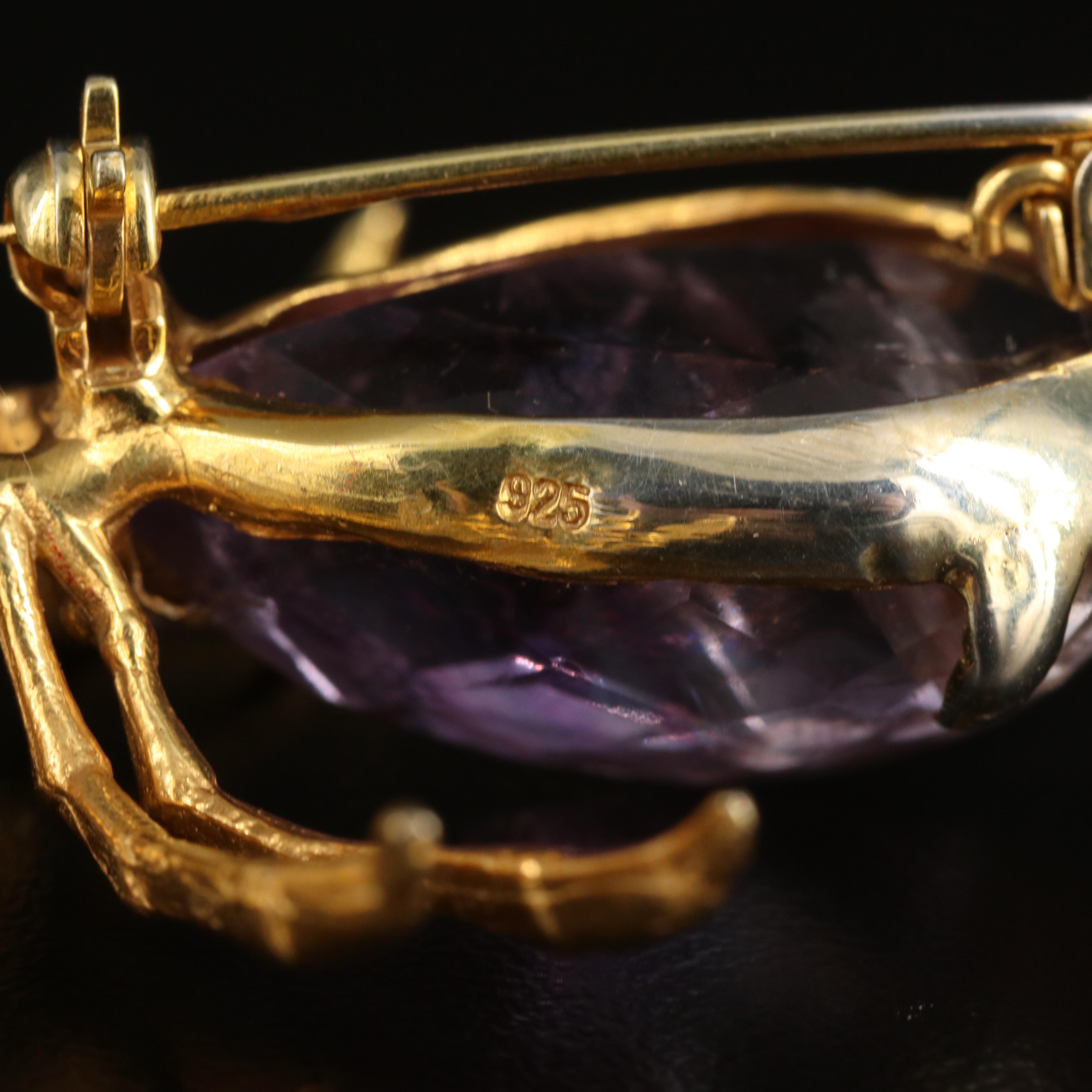 Sterling Fluorite, Sapphire and Cubic Zirconia Spider Brooch