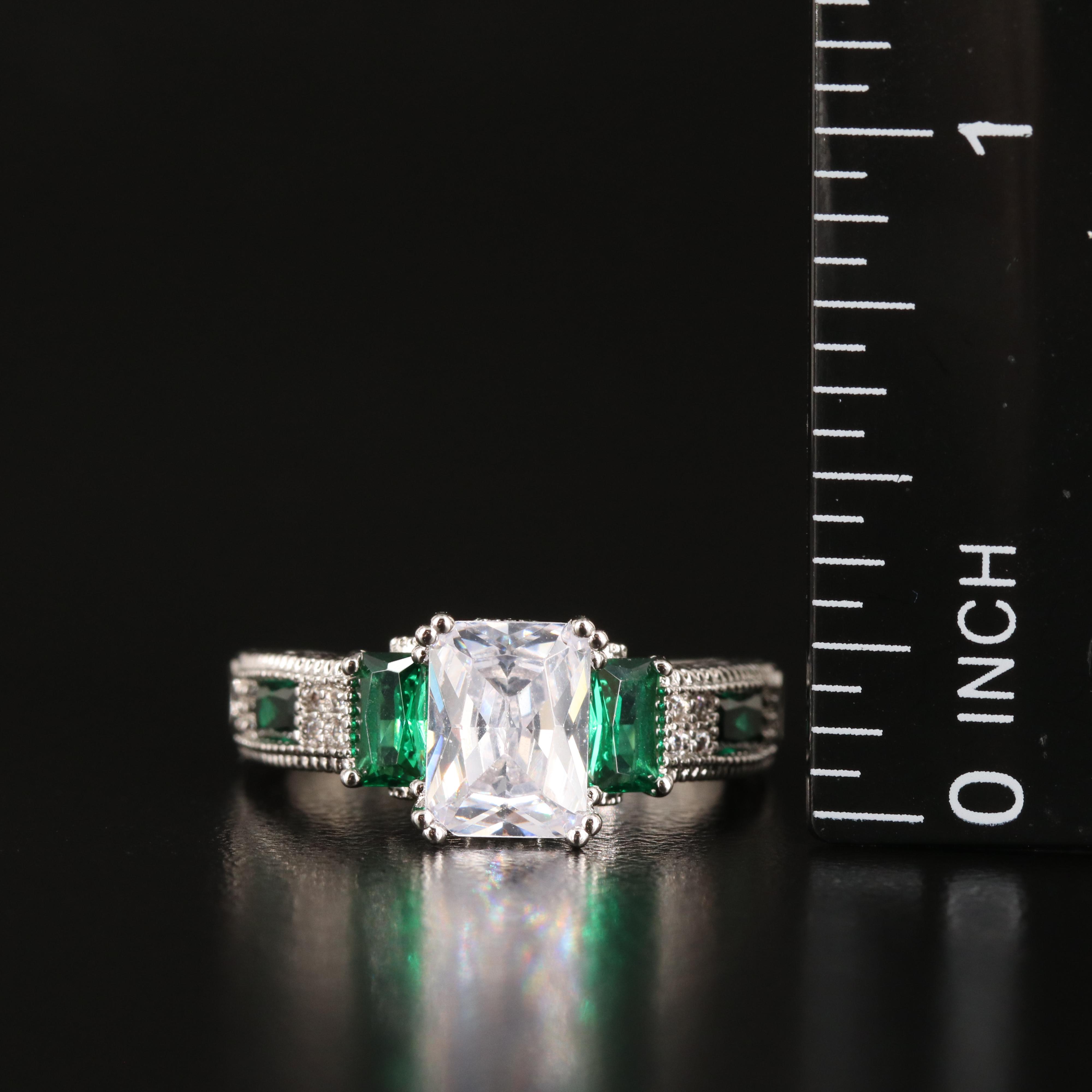 Cubic Zirconia Ring with Milgrain Detailing