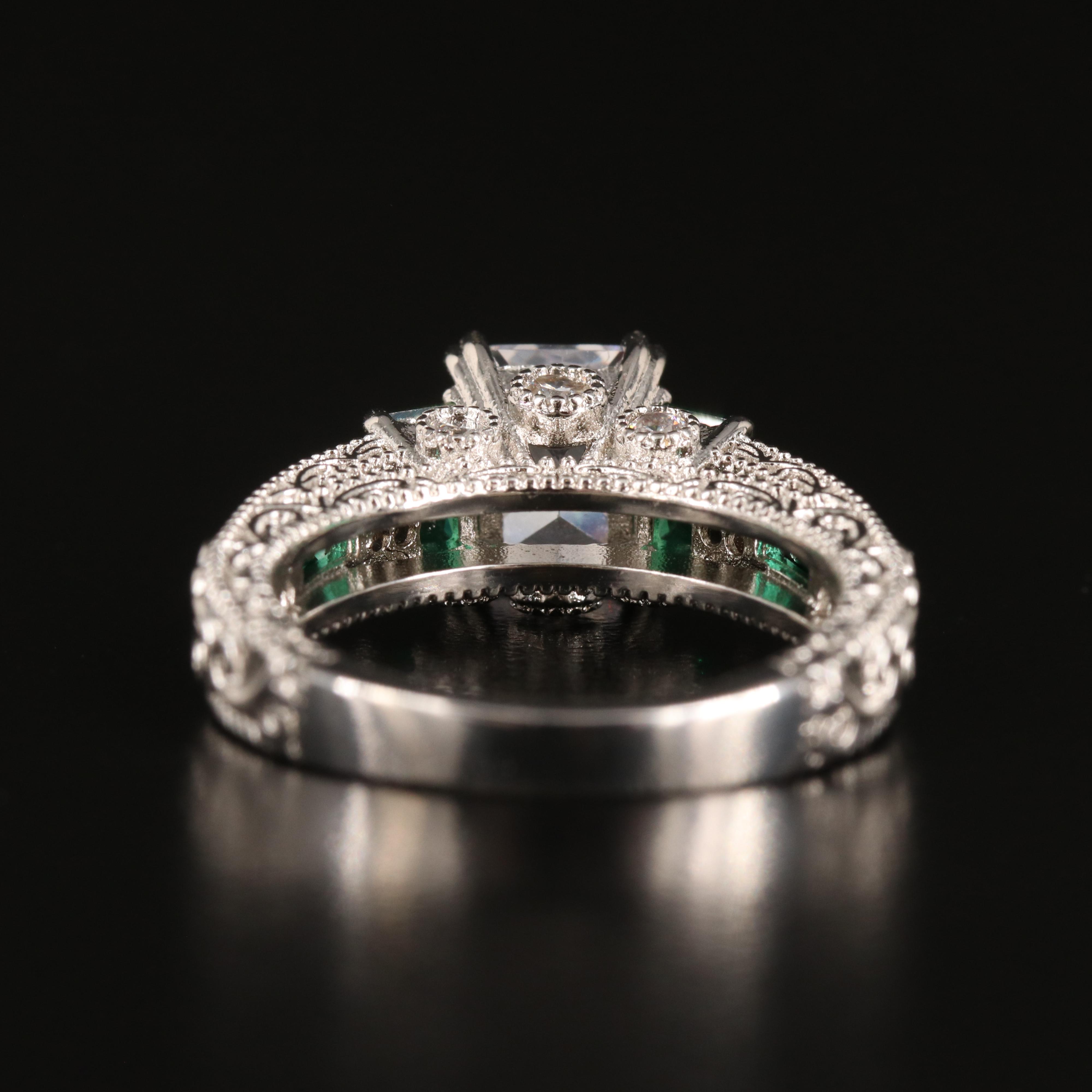 Cubic Zirconia Ring with Milgrain Detailing