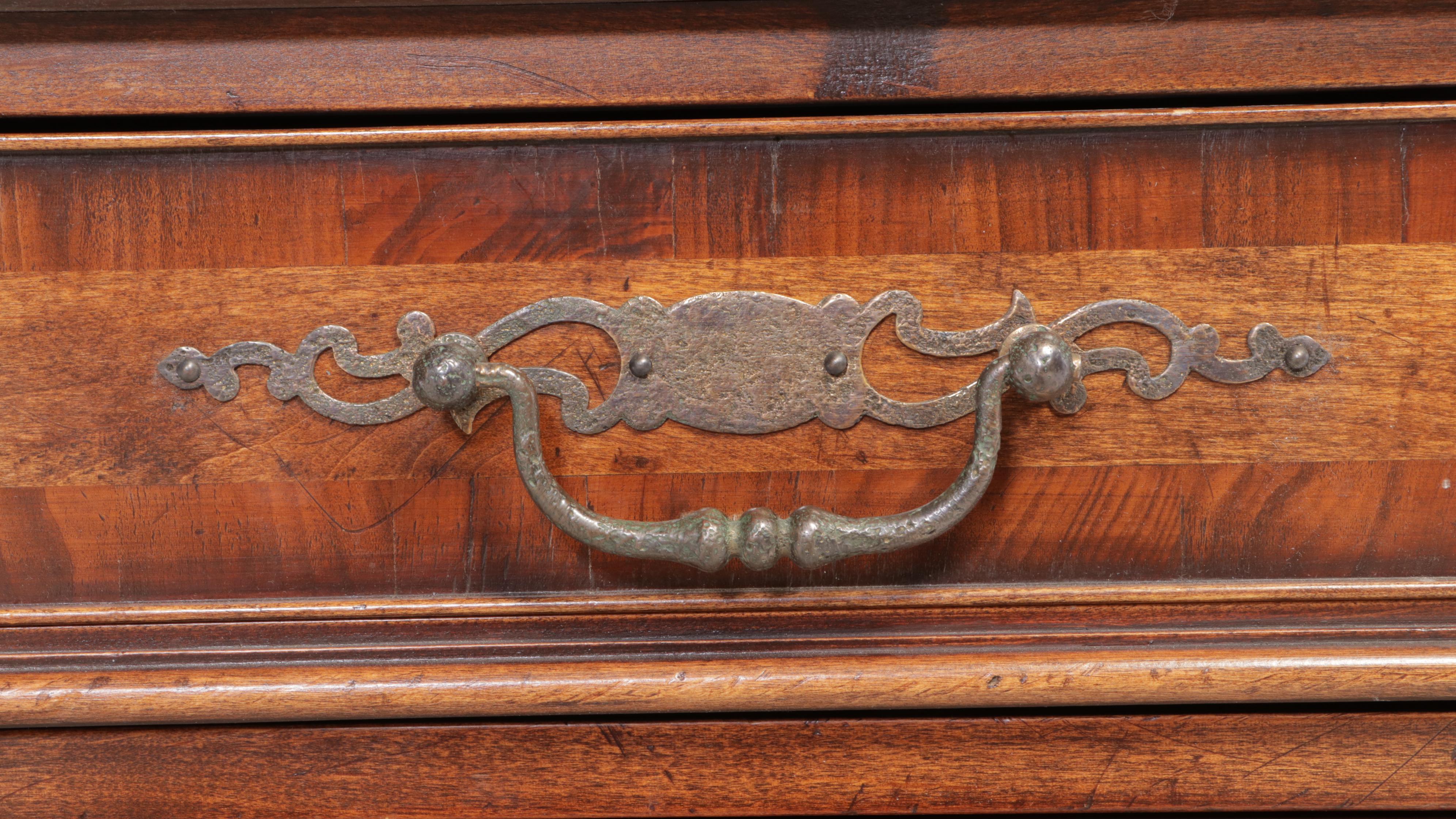 French Provincial Style Fruitwood-Stained and Crossbanded Double-Pedestal Desk